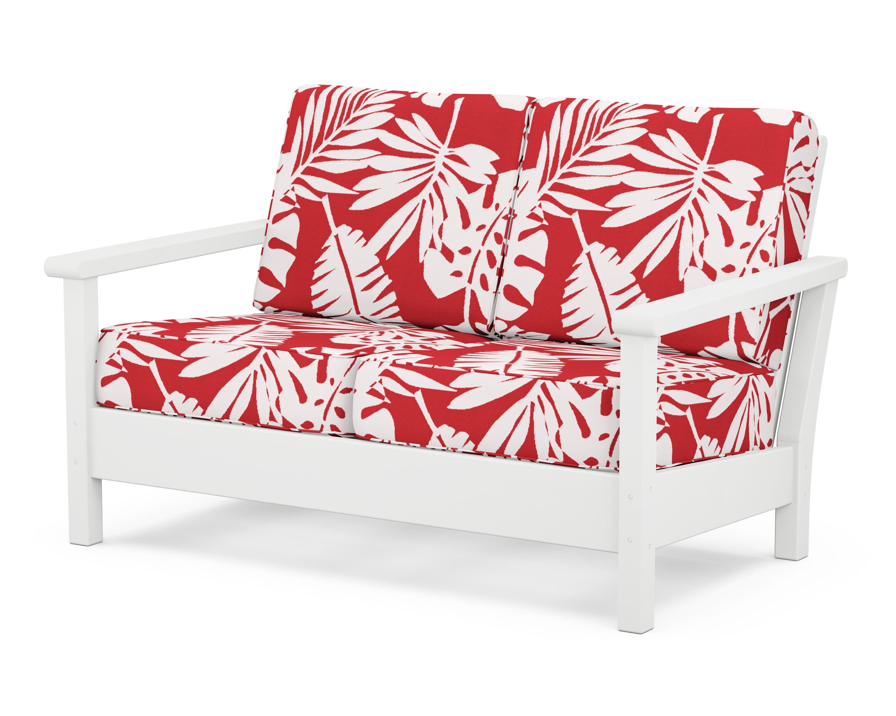 POLYWOOD® Harbour Deep Seating Loveseat in White / Leaf Crimson