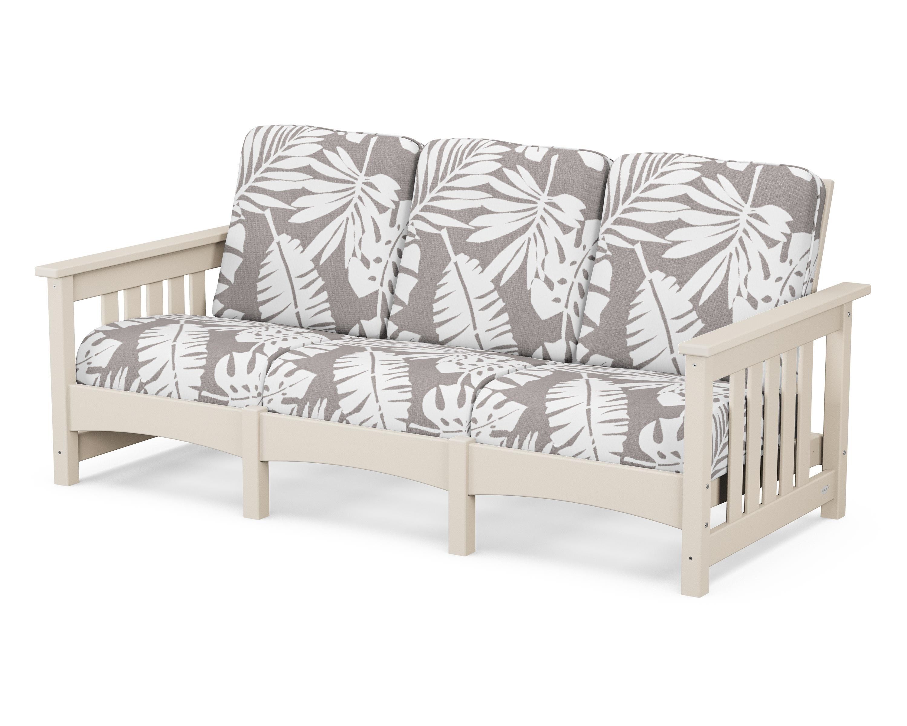 POLYWOOD® Club Mission Sofa in Sand / Leaf Grey Mist