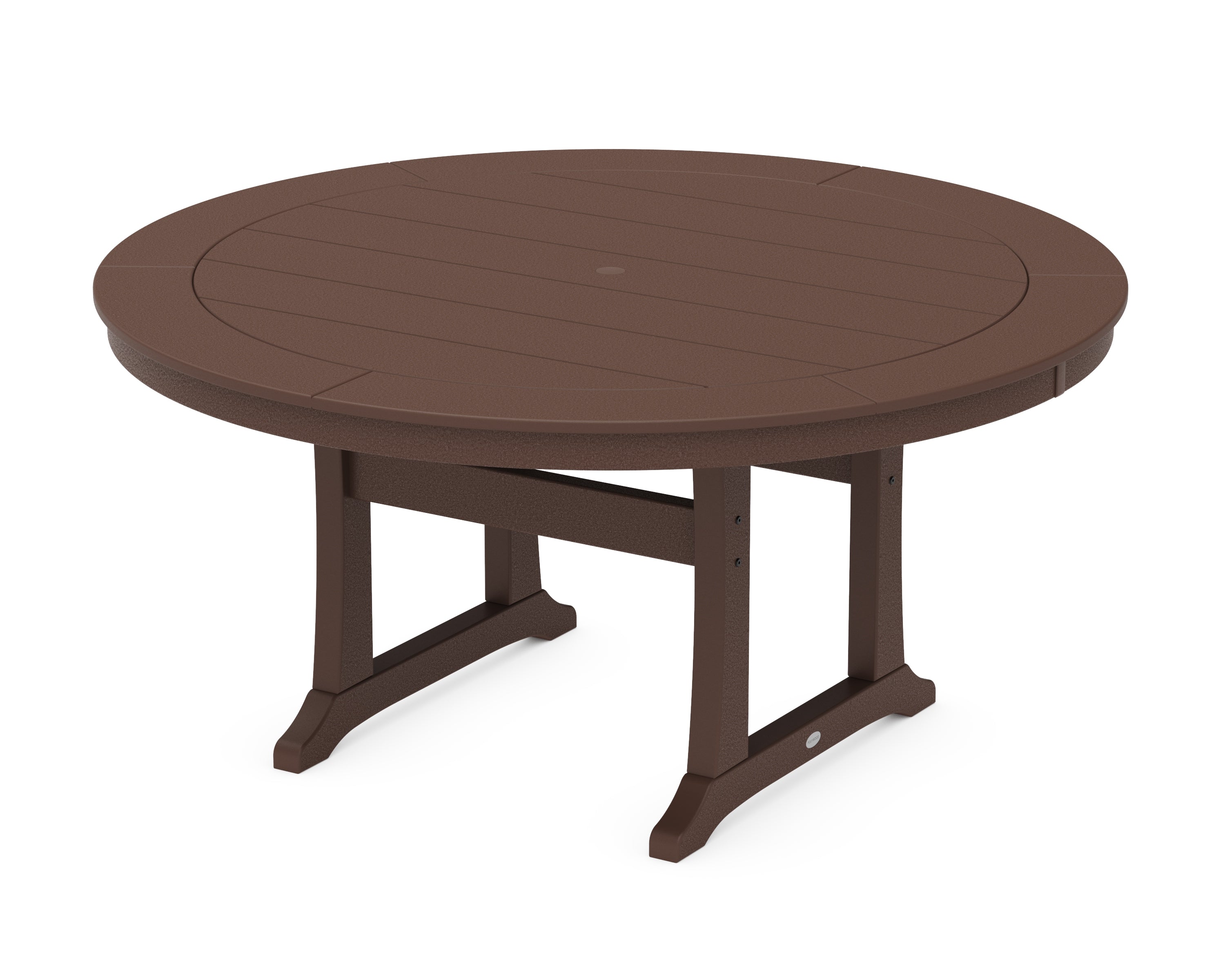 POLYWOOD® Nautical Trestle 60" Round Dining Table in Mahogany