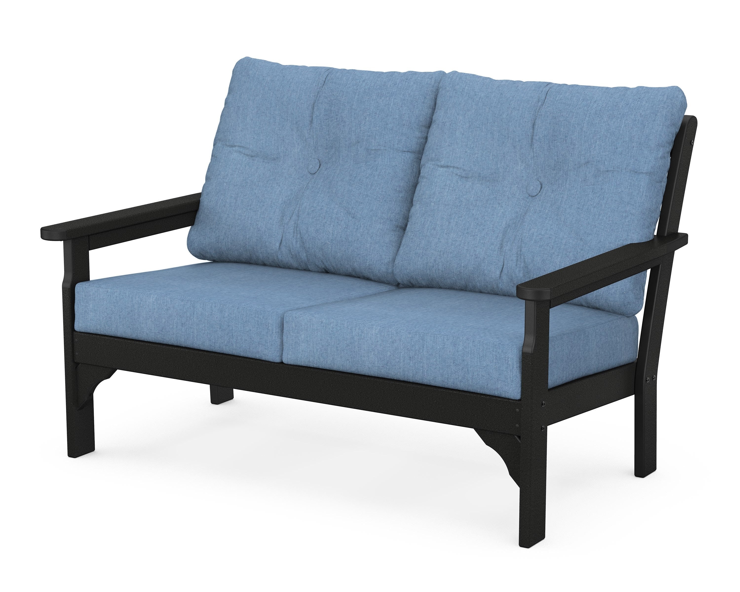 POLYWOOD® Vineyard Deep Seating Loveseat in Black / Sky Blue