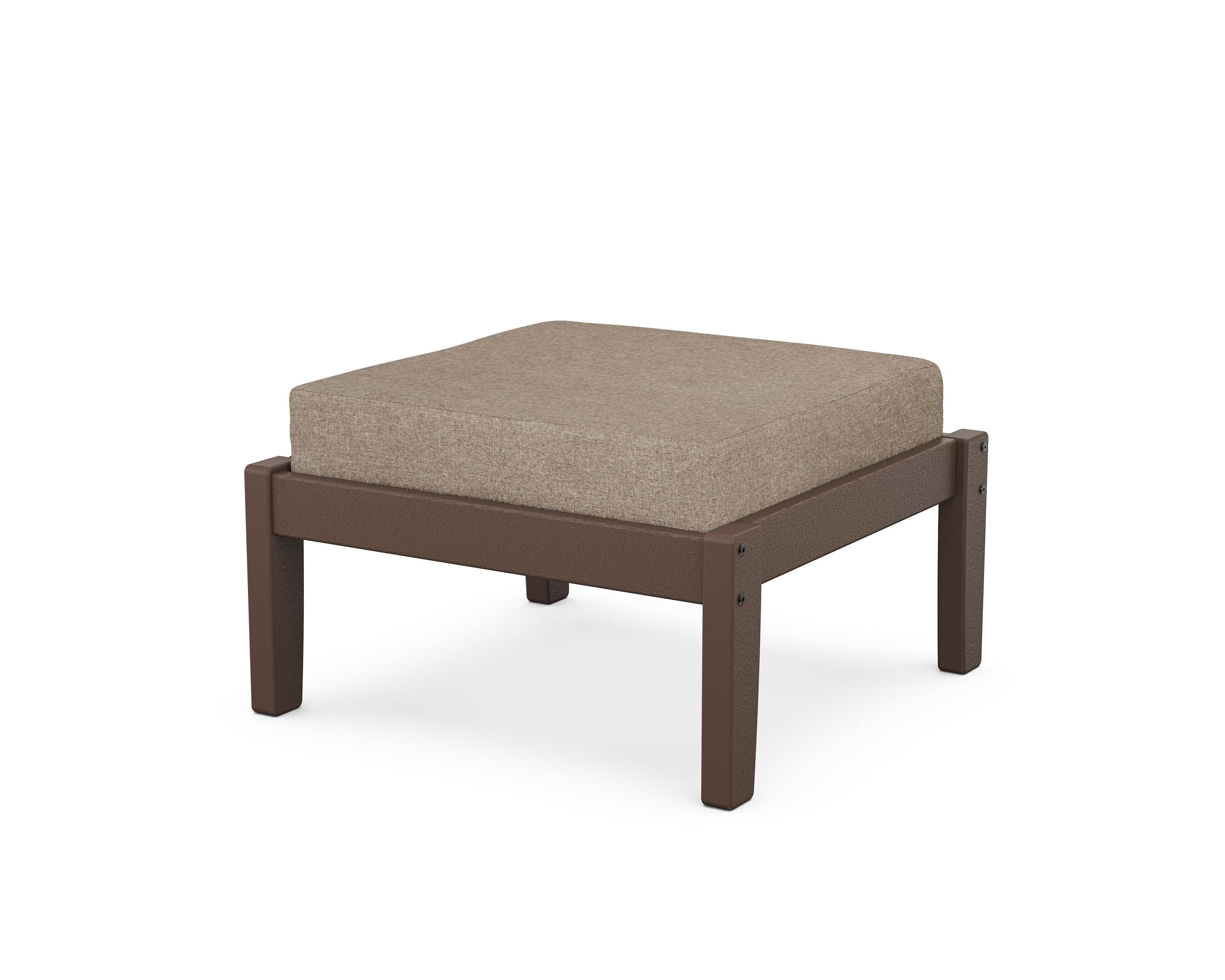 Unbranded Deep Seating Ottoman in Mahogany / Spiced Burlap