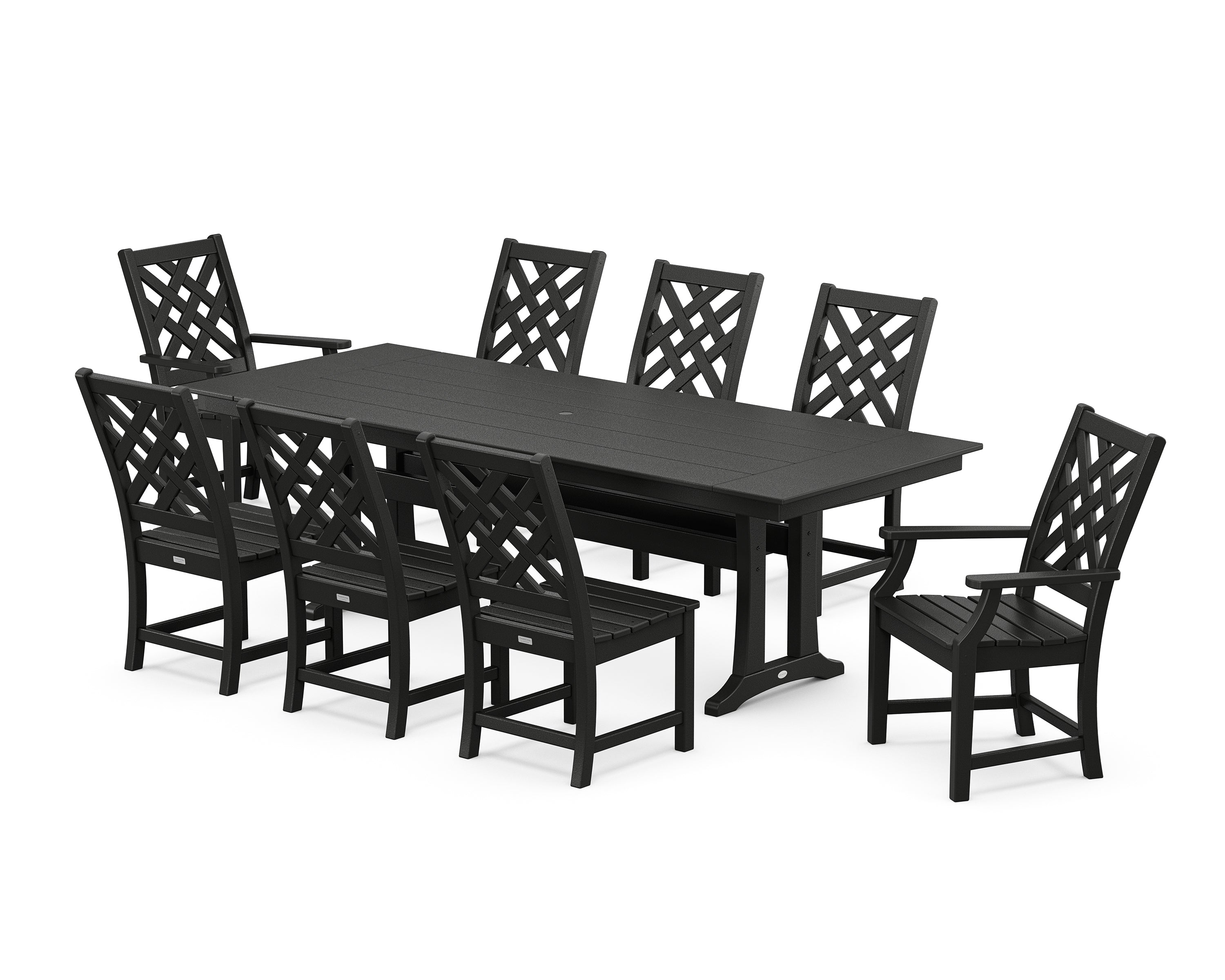 Country Living Wovendale 9-Piece Farmhouse Dining Set with Trestle Legs in Black