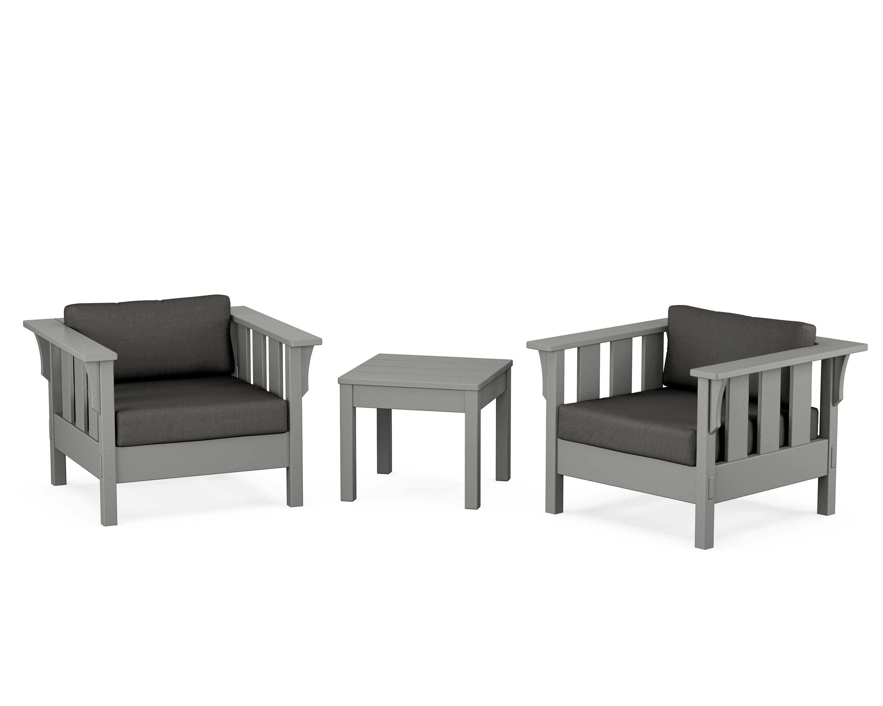 Martha Stewart by POLYWOOD® Acadia 3-Piece Deep Seating Set in Slate Grey / Spectrum Carbon