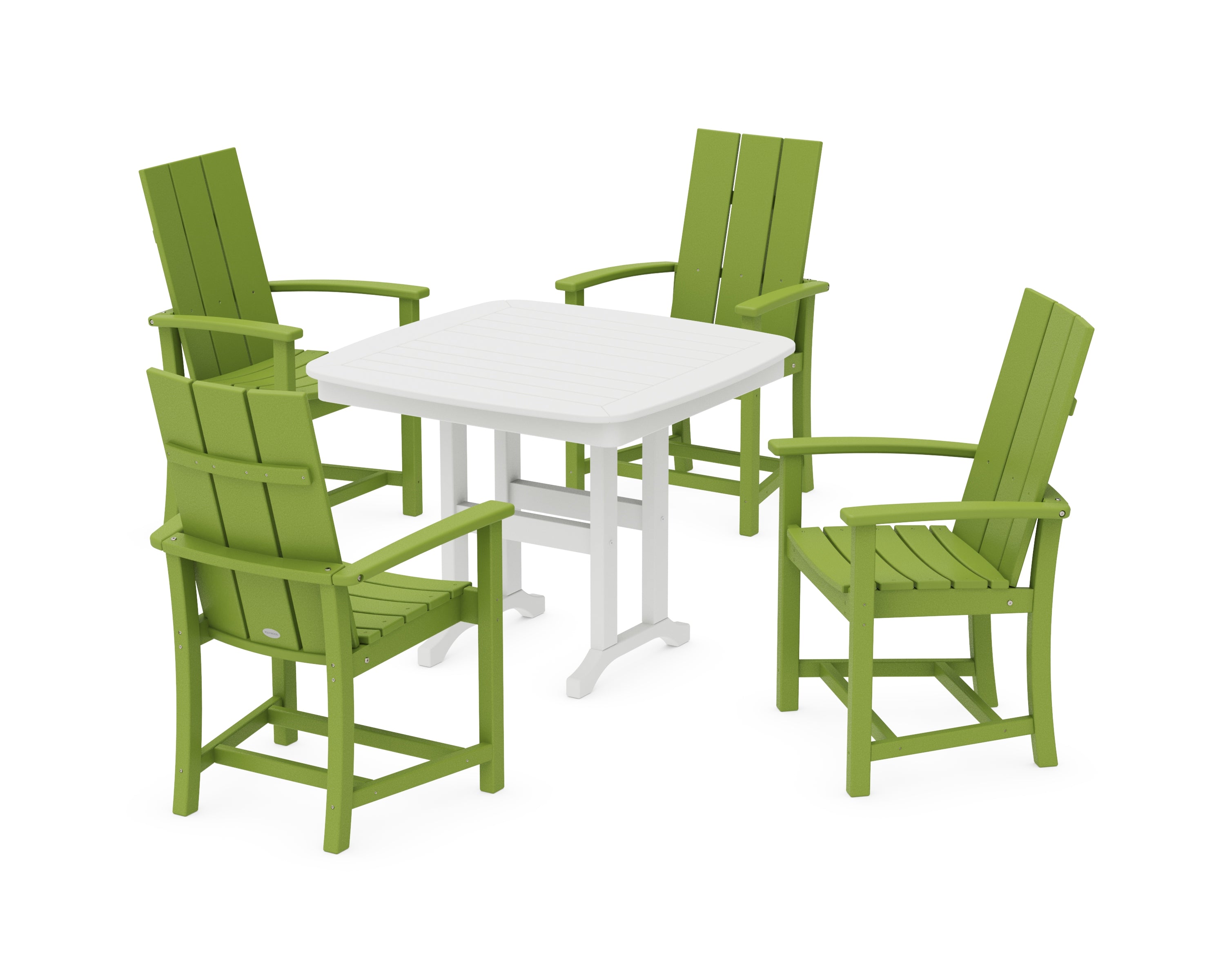 POLYWOOD® Modern Adirondack 5-Piece Dining Set in Lime / White