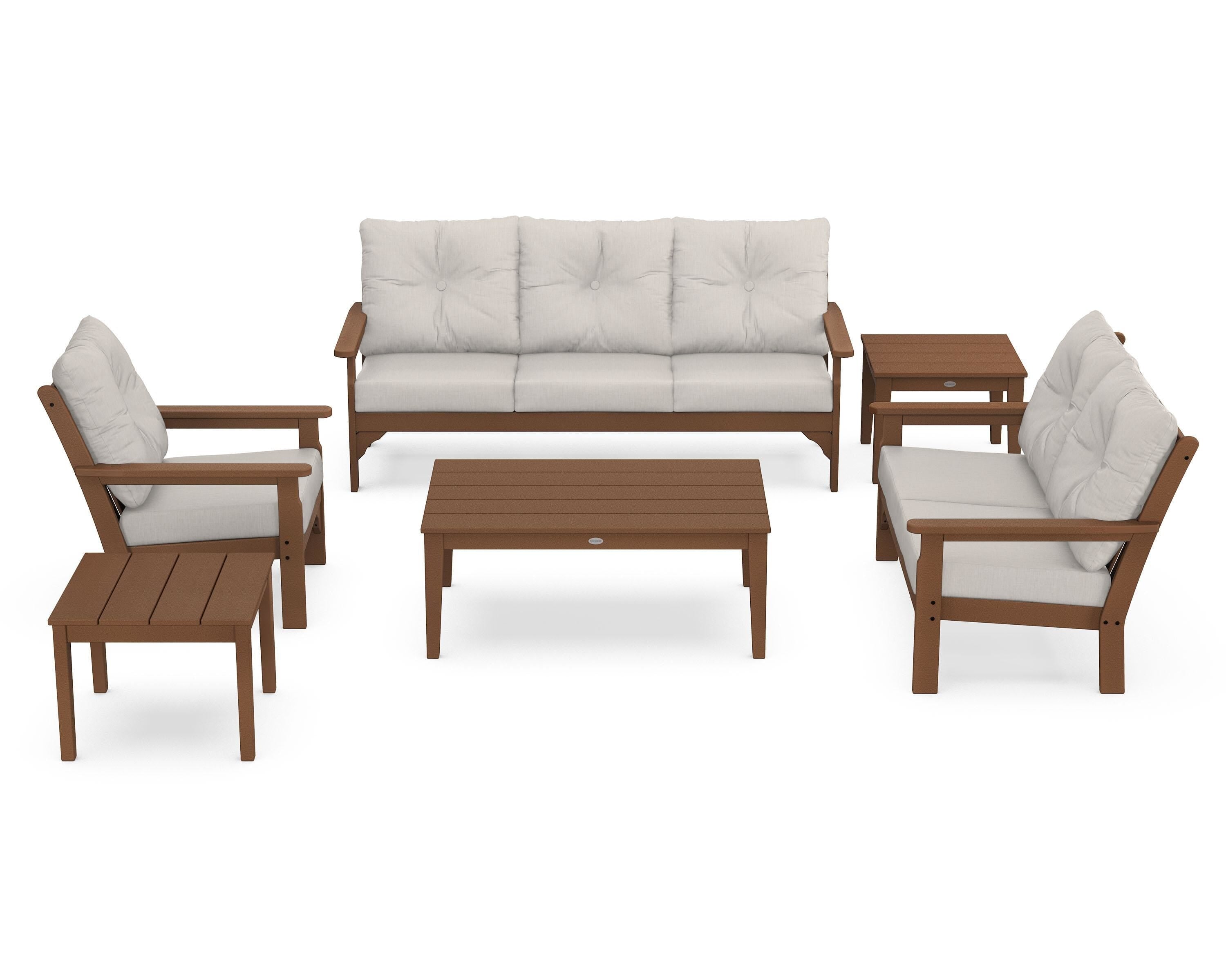 POLYWOOD® Vineyard 6-Piece Deep Seating Set in Teak / Cast Ash