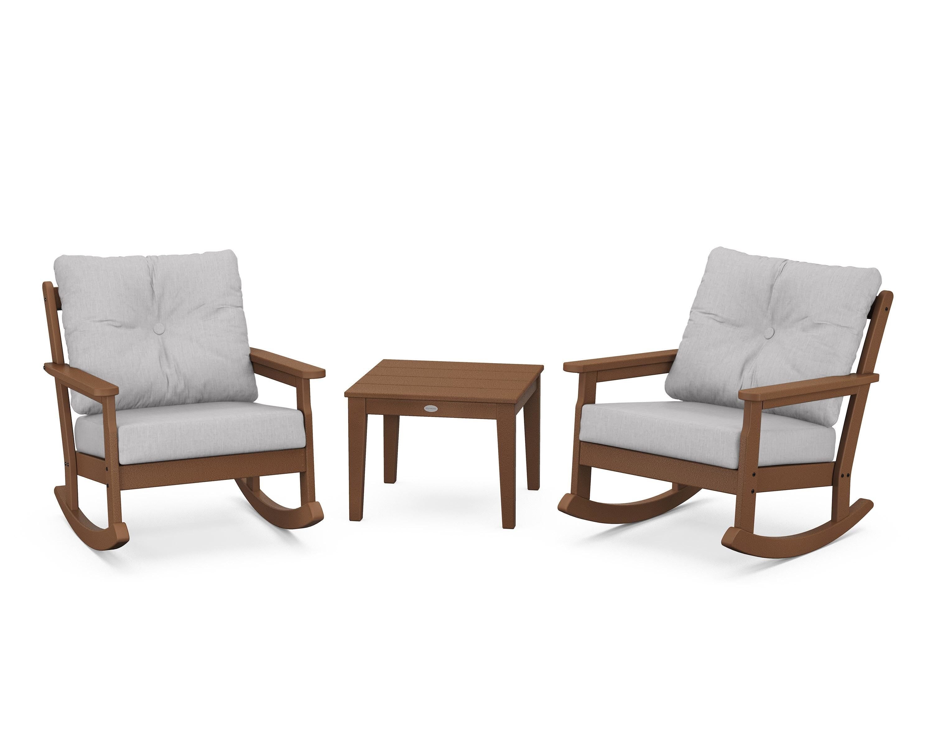 POLYWOOD® Vineyard 3-Piece Deep Seating Rocker Set in Teak / Granite