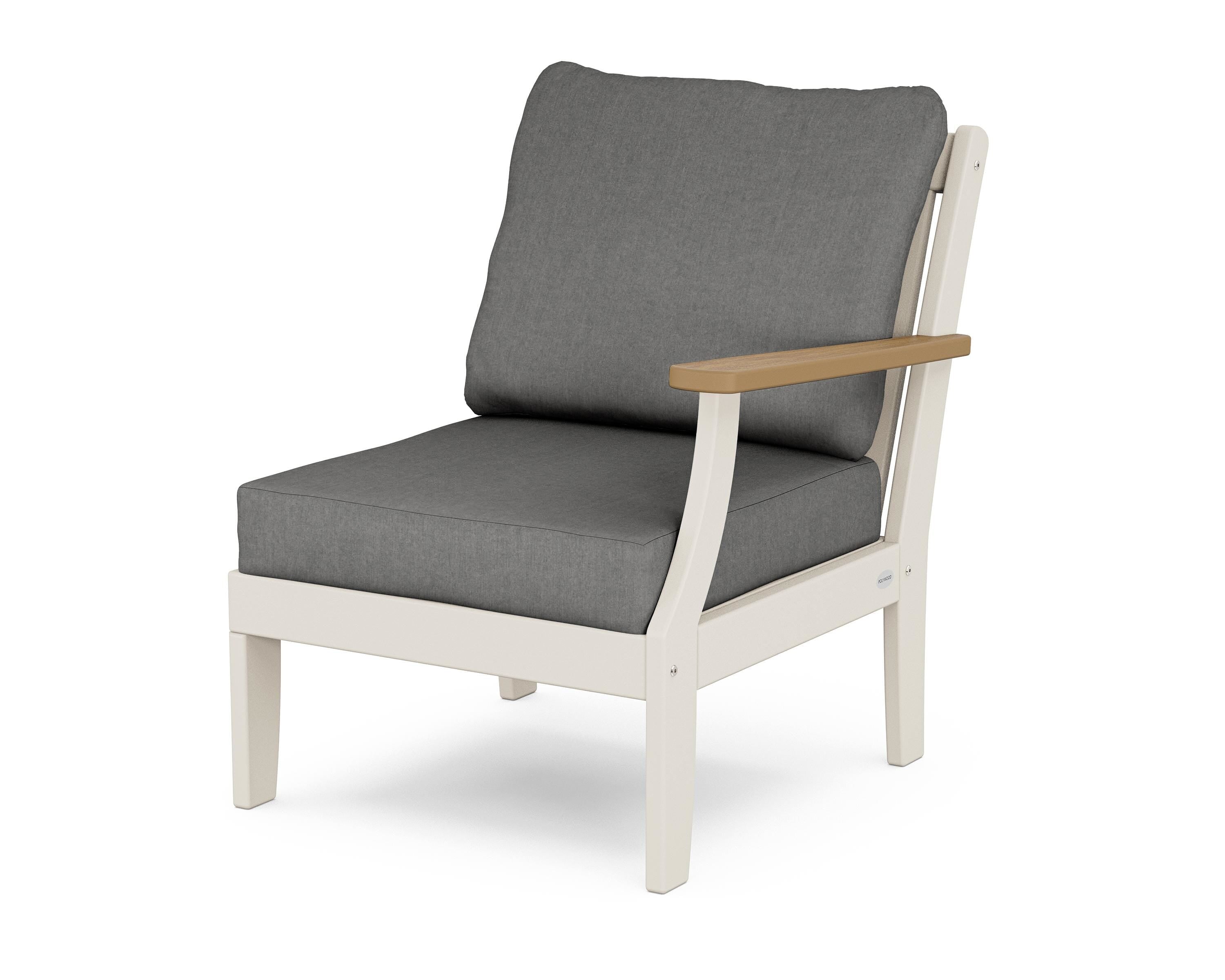POLYWOOD® Braxton Modular Right Arm Chair in Sand / Natural / Spectrum Carbon