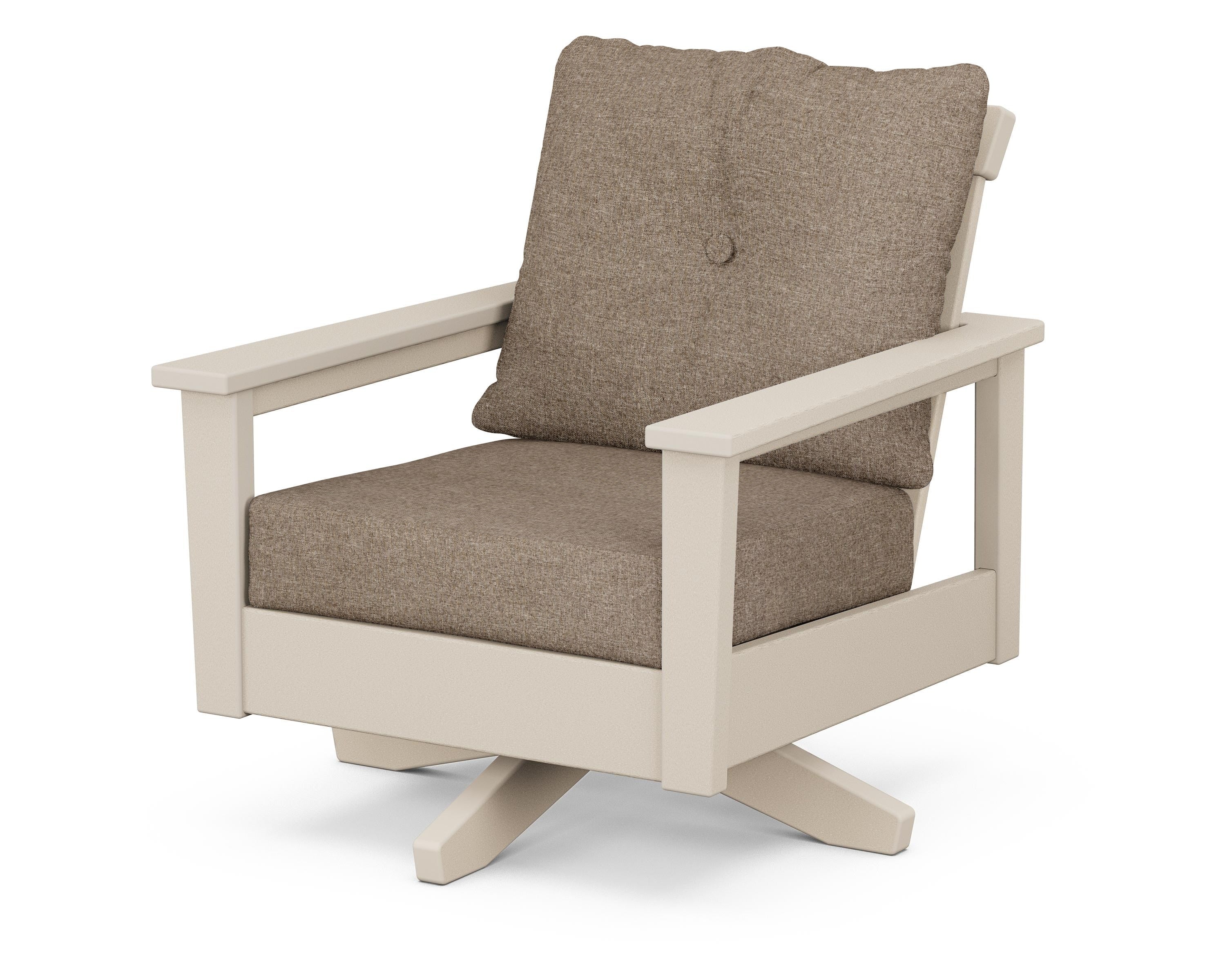 POLYWOOD® Prescott Deep Seating Swivel Chair in Sand / Spiced Burlap