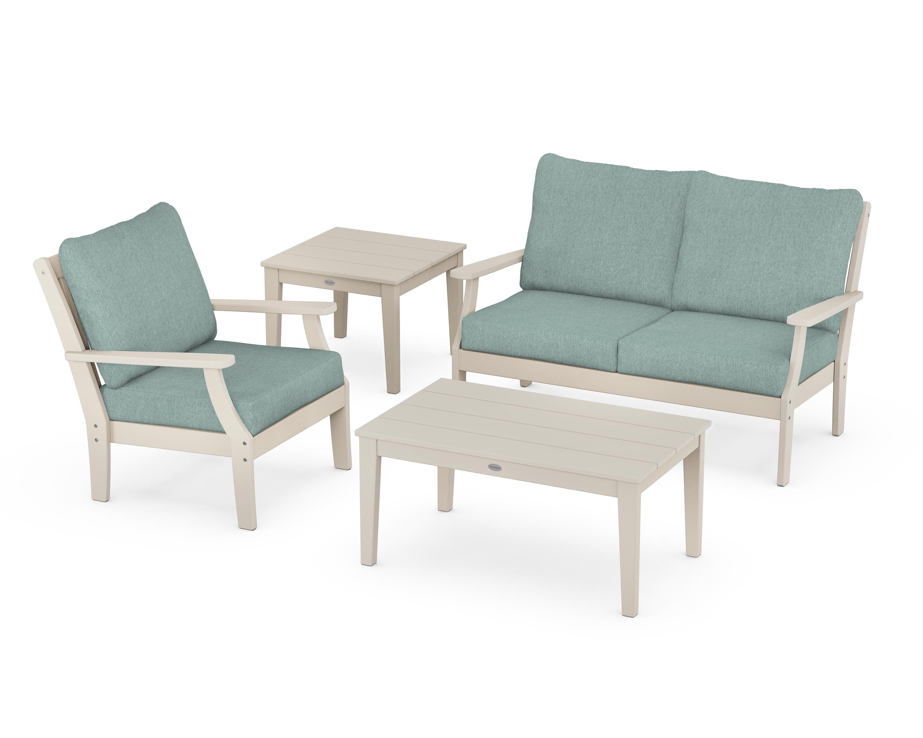 POLYWOOD® Braxton 4-Piece Deep Seating Set in Sand / Glacier Spa