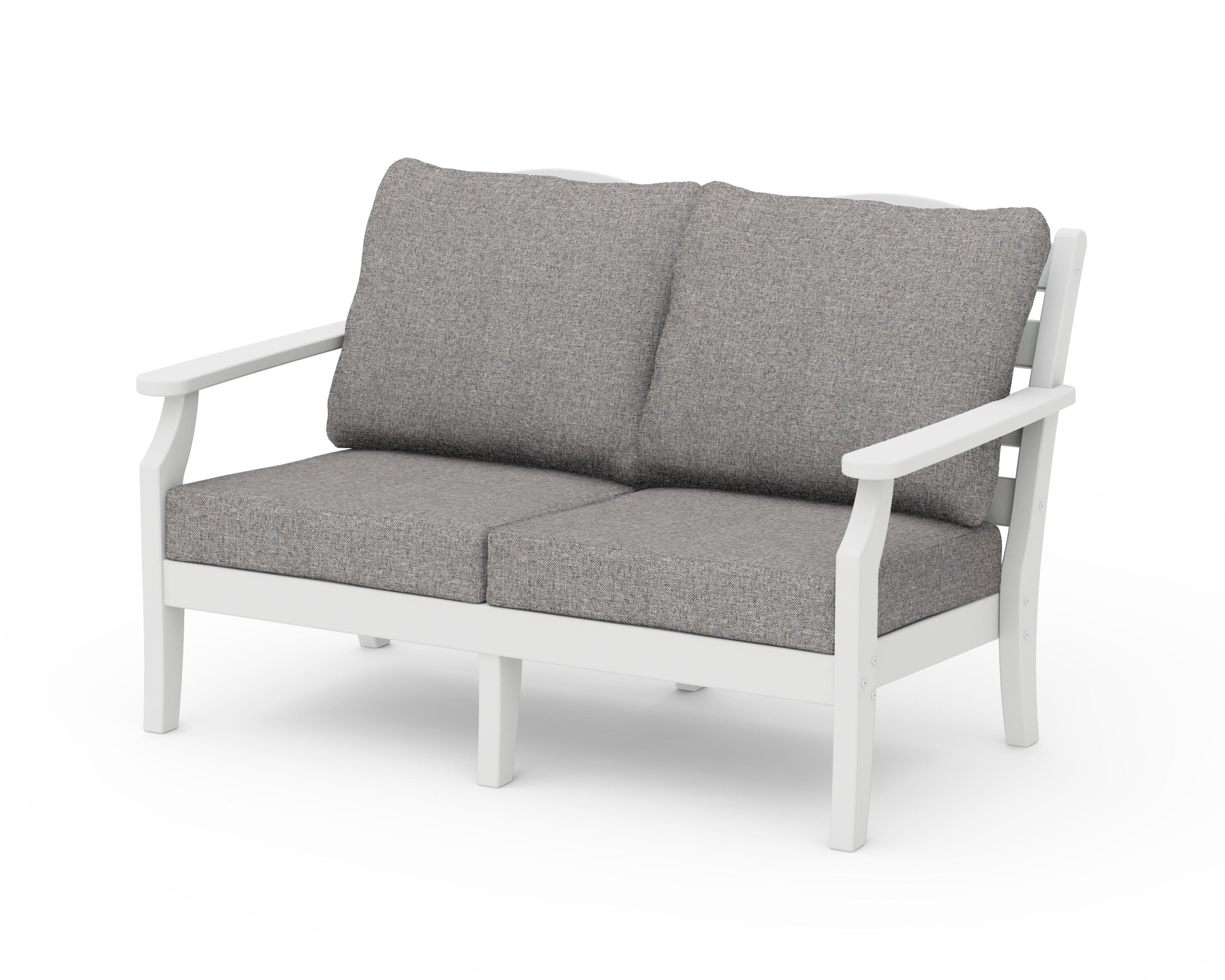 Draper James™ by POLYWOOD® Savannah Deep Seating Loveseat in White / Grey Mist