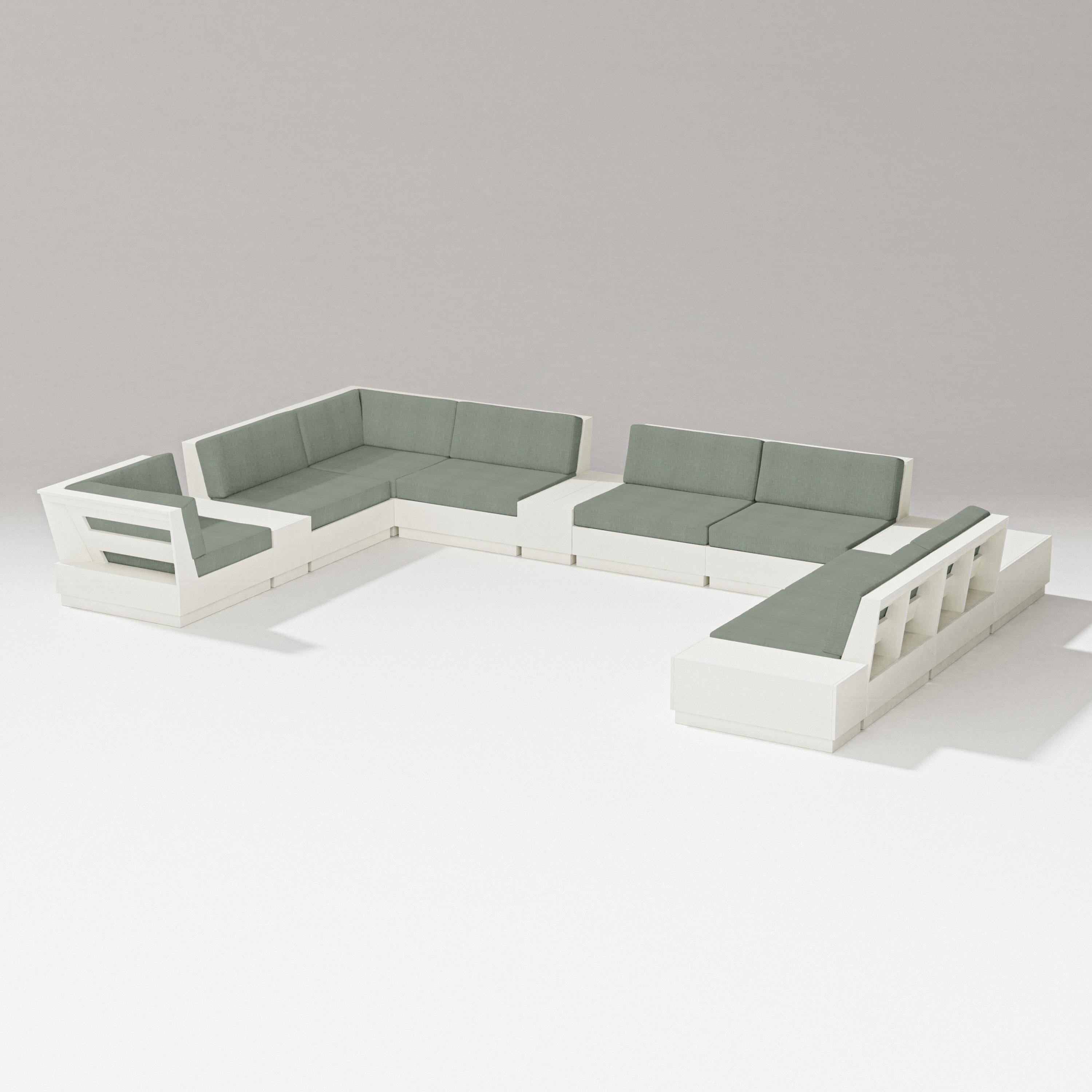 PW Designer Series Elevate 12-Piece Conversation Sectional Set in Vintage White / Cast Sage