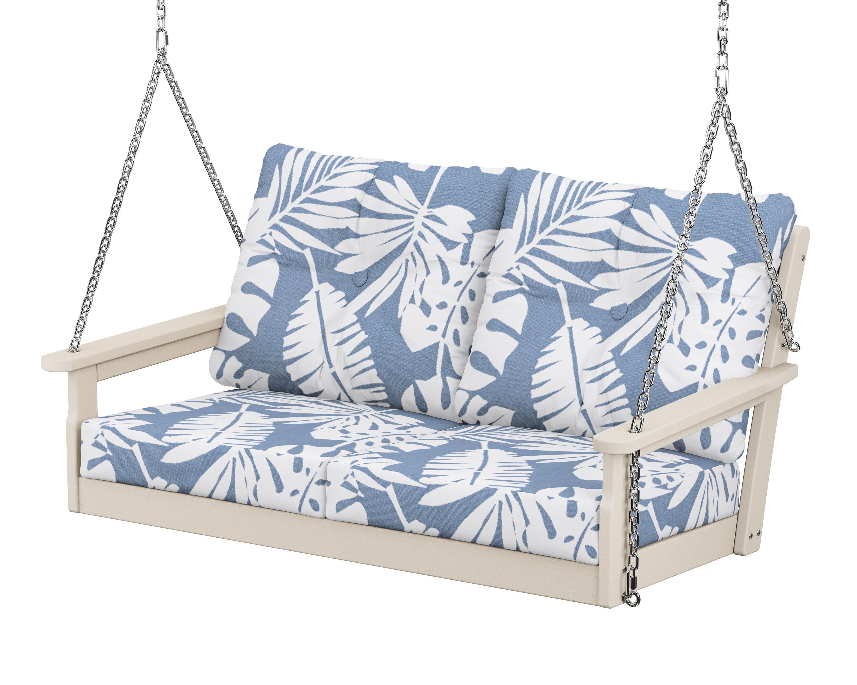 POLYWOOD® Vineyard Deep Seating Swing in Sand / Leaf Sky Blue