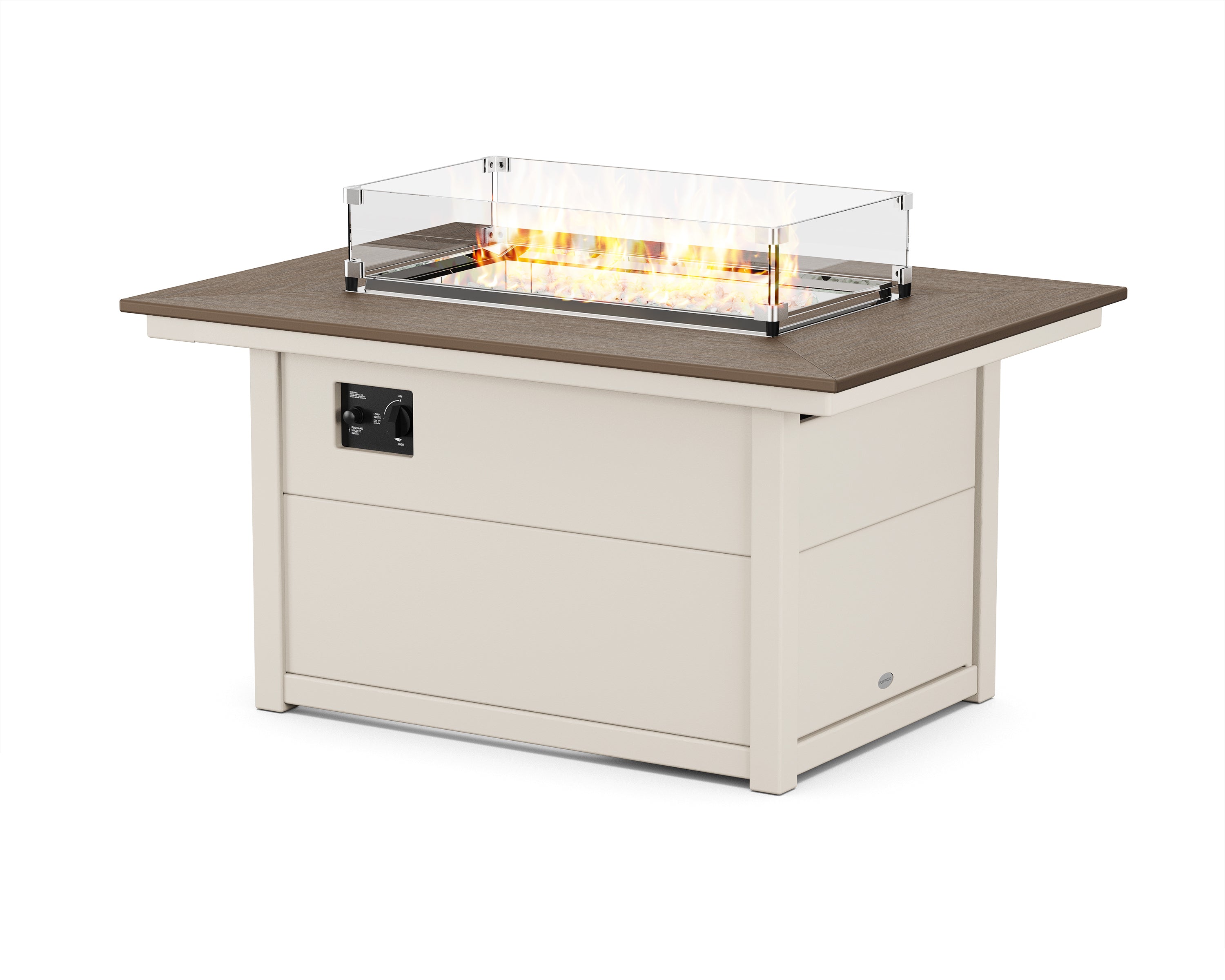 POLYWOOD® Rectangle 34" X 46" Fire Pit Table in Sand / Kona