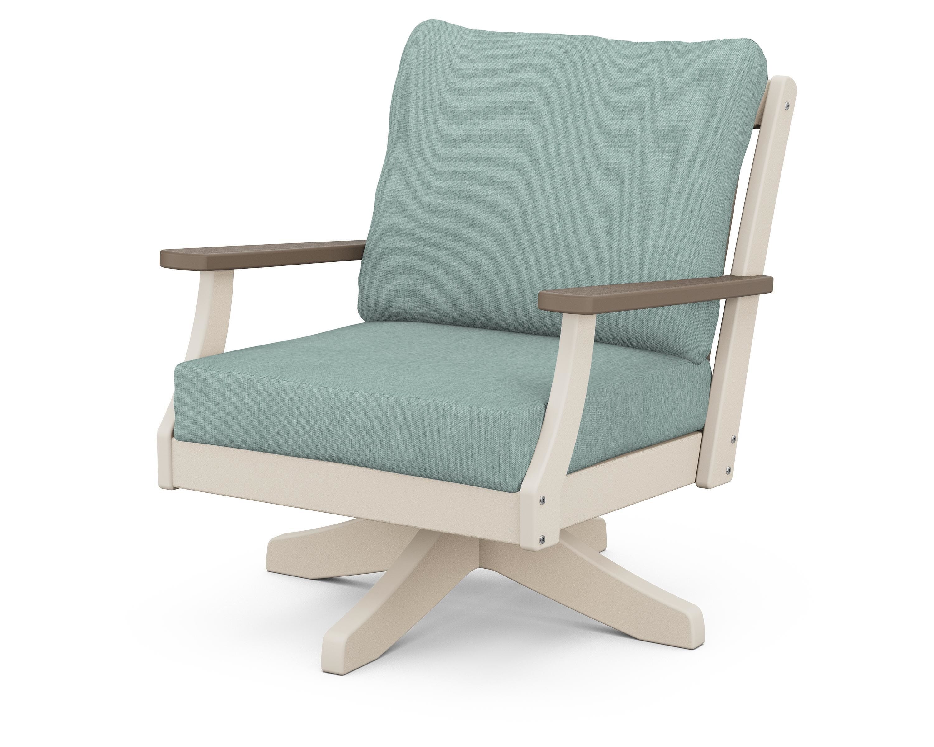 POLYWOOD® Braxton Deep Seating Swivel Chair in Sand / Kona / Glacier Spa