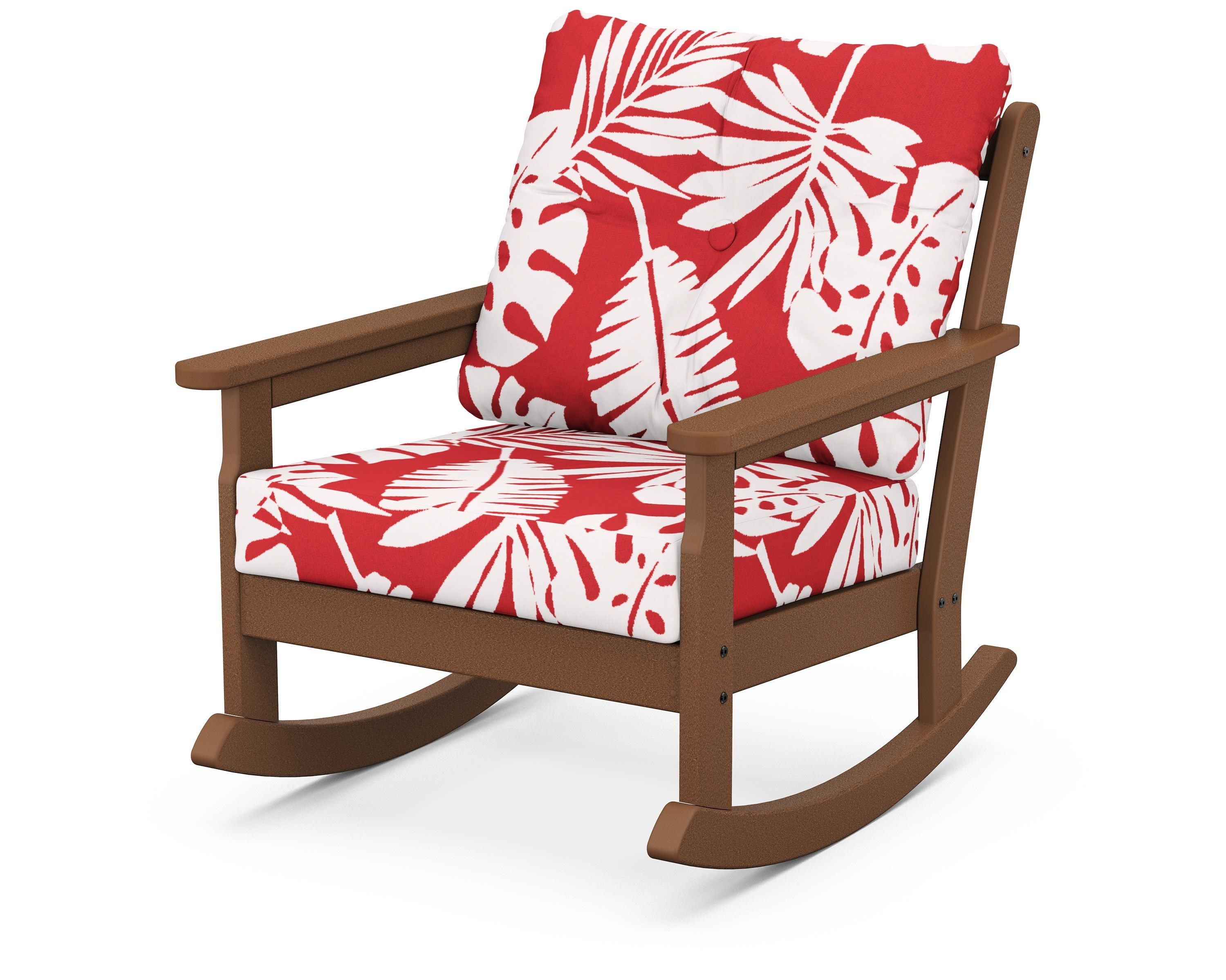 POLYWOOD® Vineyard Deep Seating Rocking Chair in Teak / Leaf Crimson
