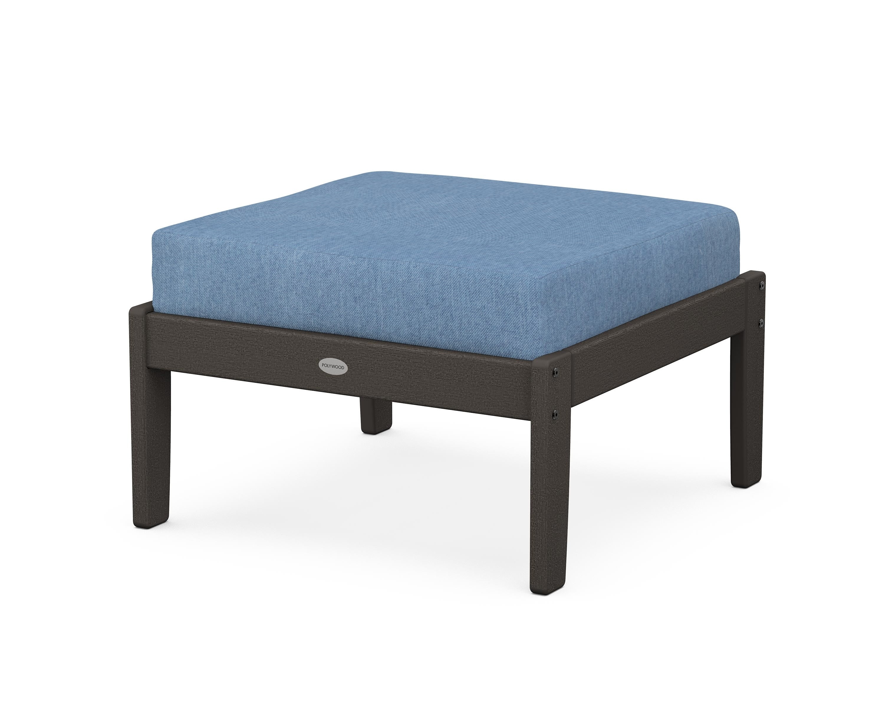 POLYWOOD® Braxton Deep Seating Ottoman in Vintage Coffee / Sky Blue