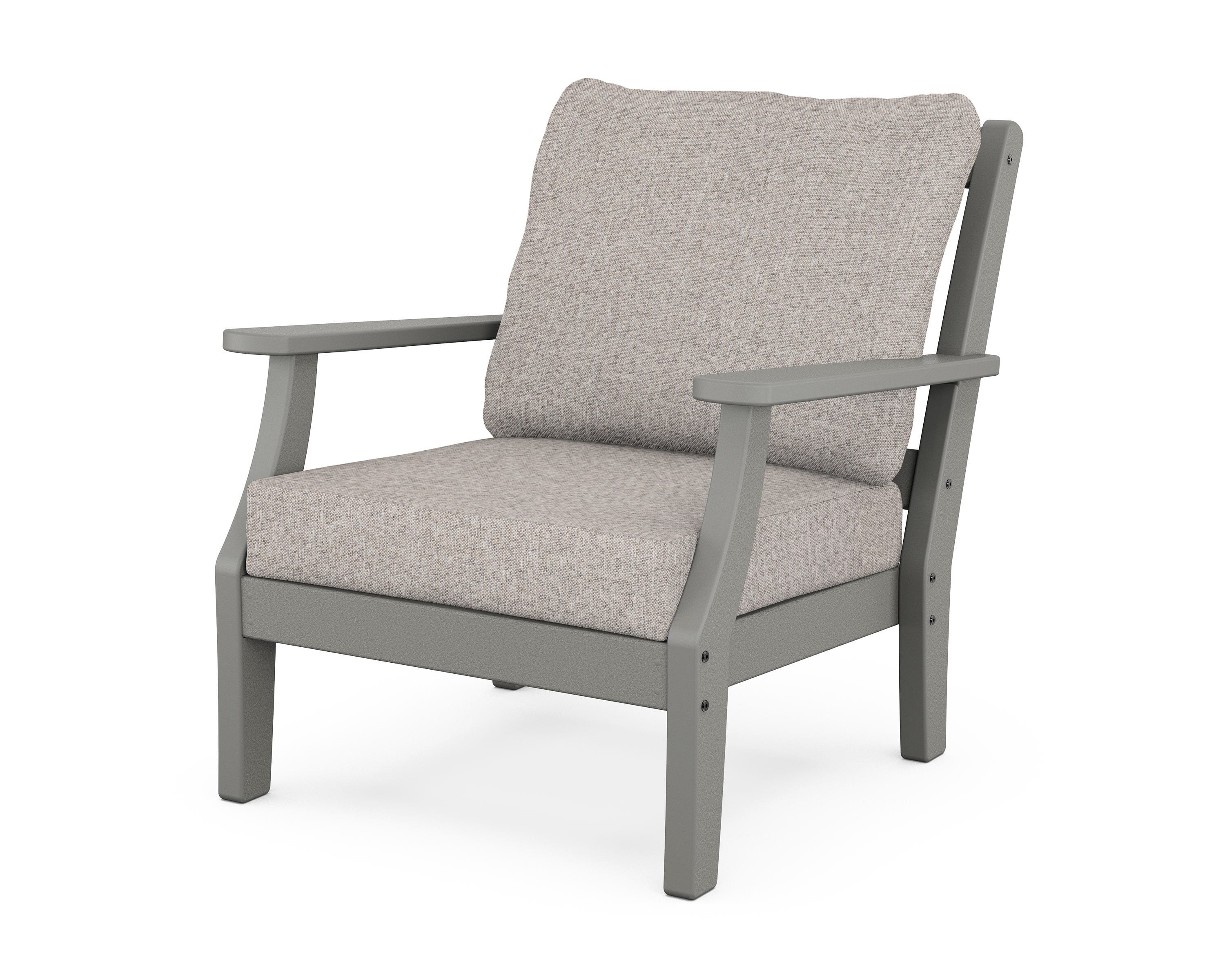 Martha Stewart by POLYWOOD® Chinoiserie Deep Seating Chair in Slate Grey / Weathered Tweed