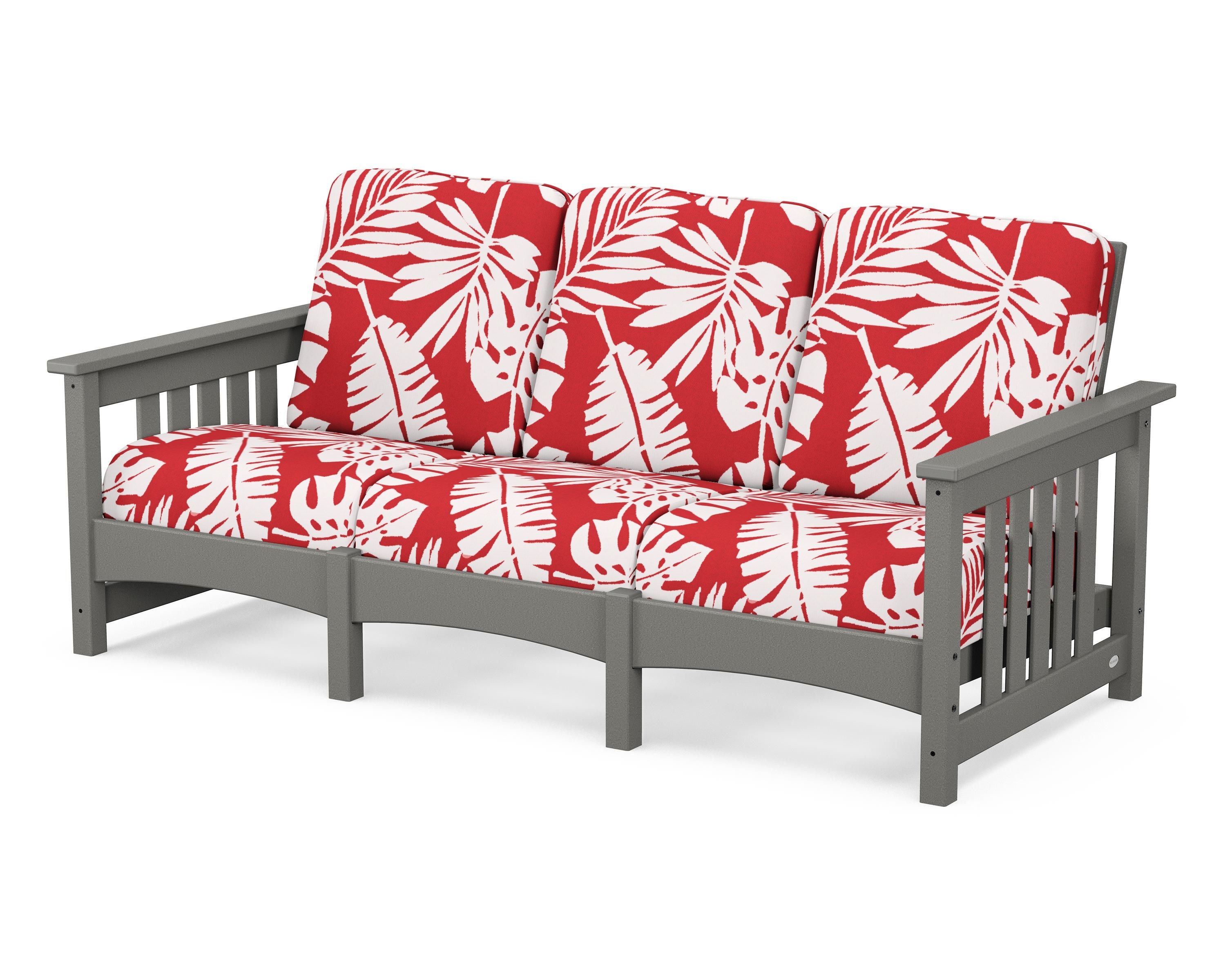 POLYWOOD® Club Mission Sofa in Slate Grey / Leaf Crimson