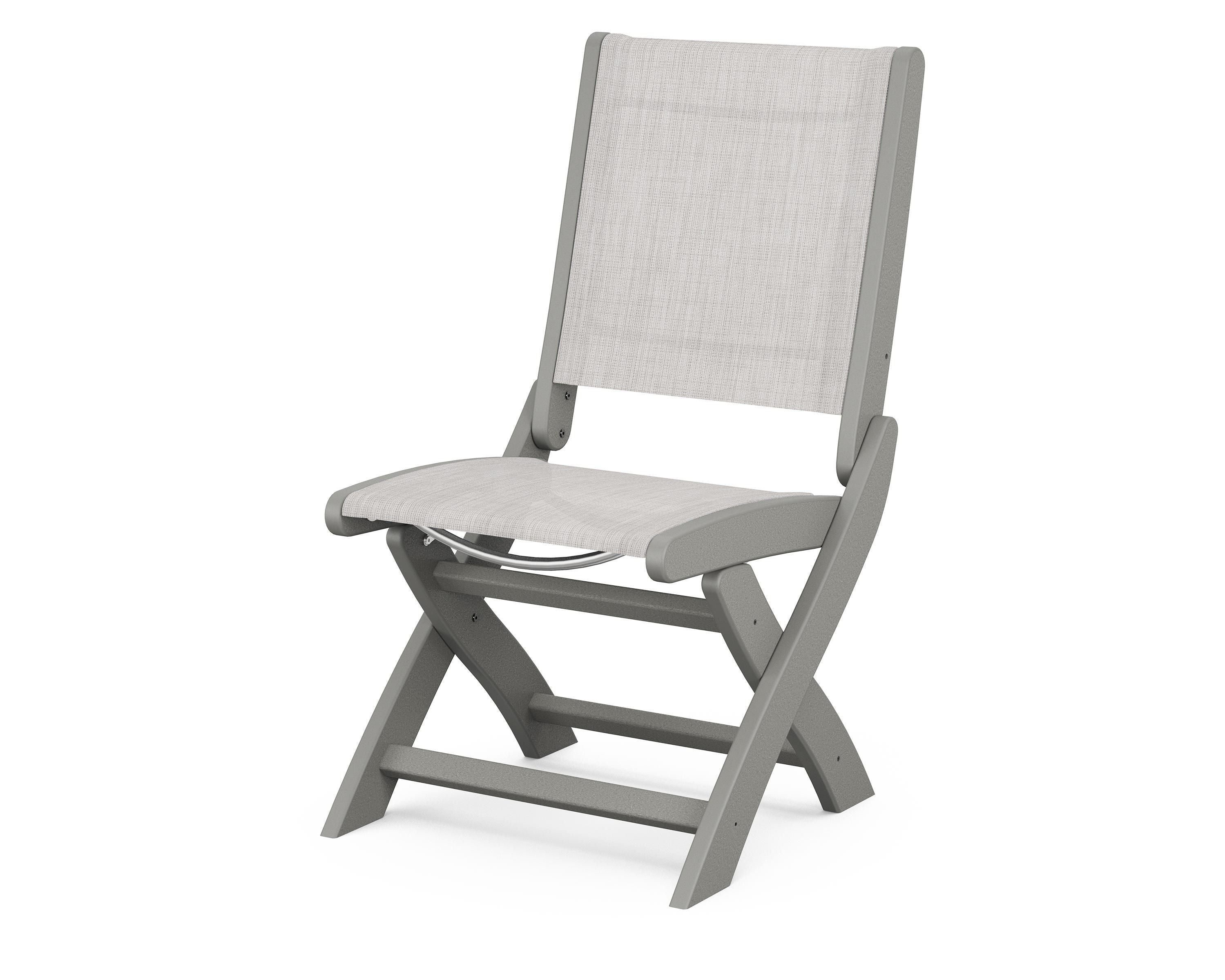 POLYWOOD® Coastal Folding Side Chair in Slate Grey / Parchment Sling