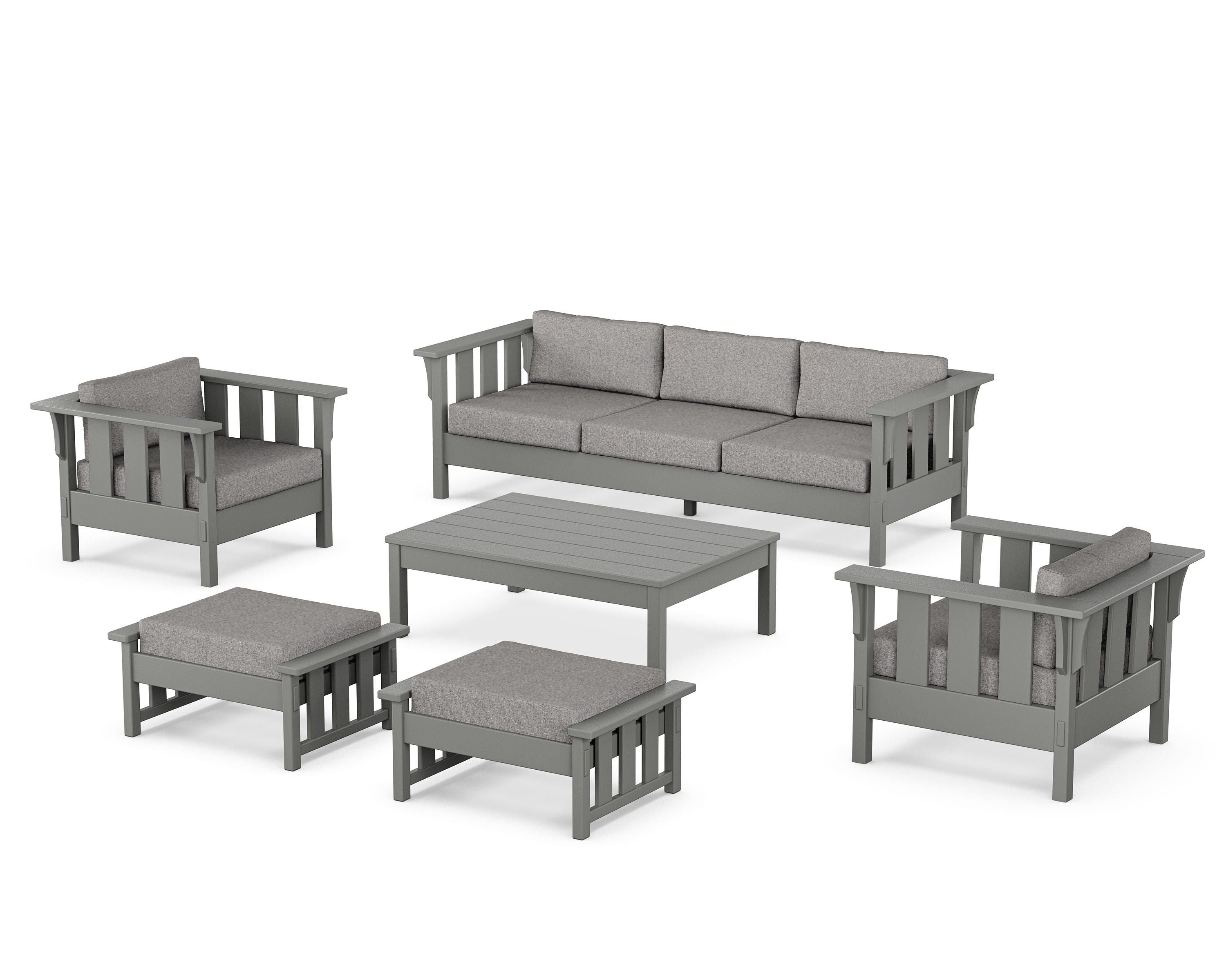 Martha Stewart by POLYWOOD® Acadia 6-Piece Lounge Sofa Set in Slate Grey / Grey Mist
