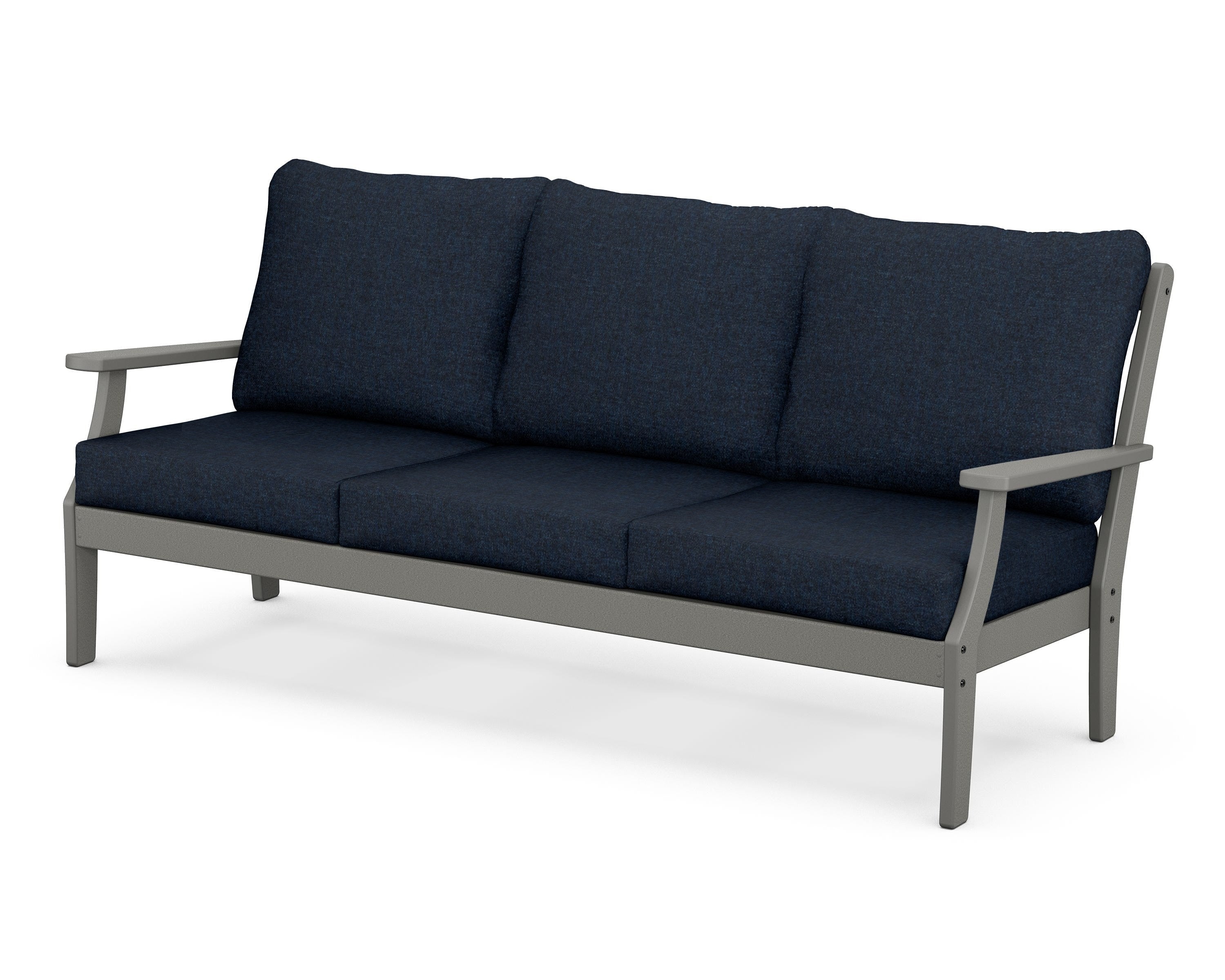 POLYWOOD® Braxton Deep Seating Sofa in Slate Grey / Marine Indigo