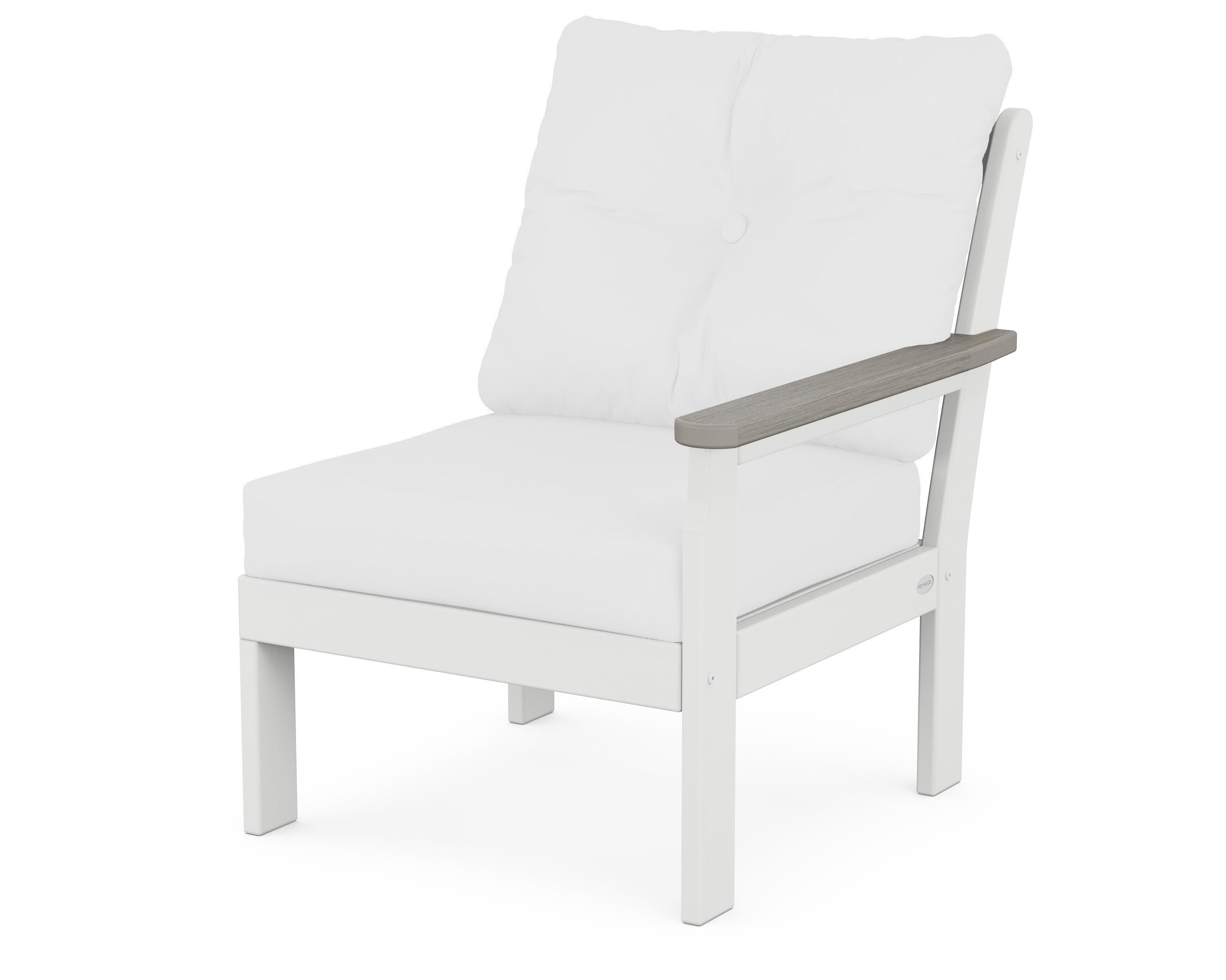 POLYWOOD® Vineyard Modular Right Arm Chair in White / Driftwood / Natural
