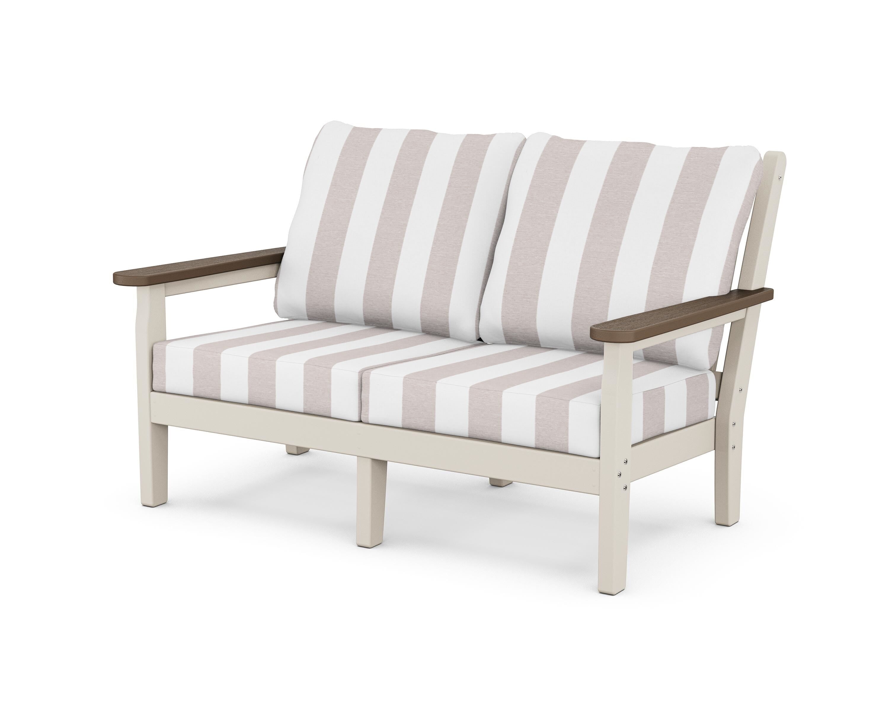 POLYWOOD® Chippendale Deep Seating Loveseat in Sand / Kona / Cabana Stripe Dune Burlap