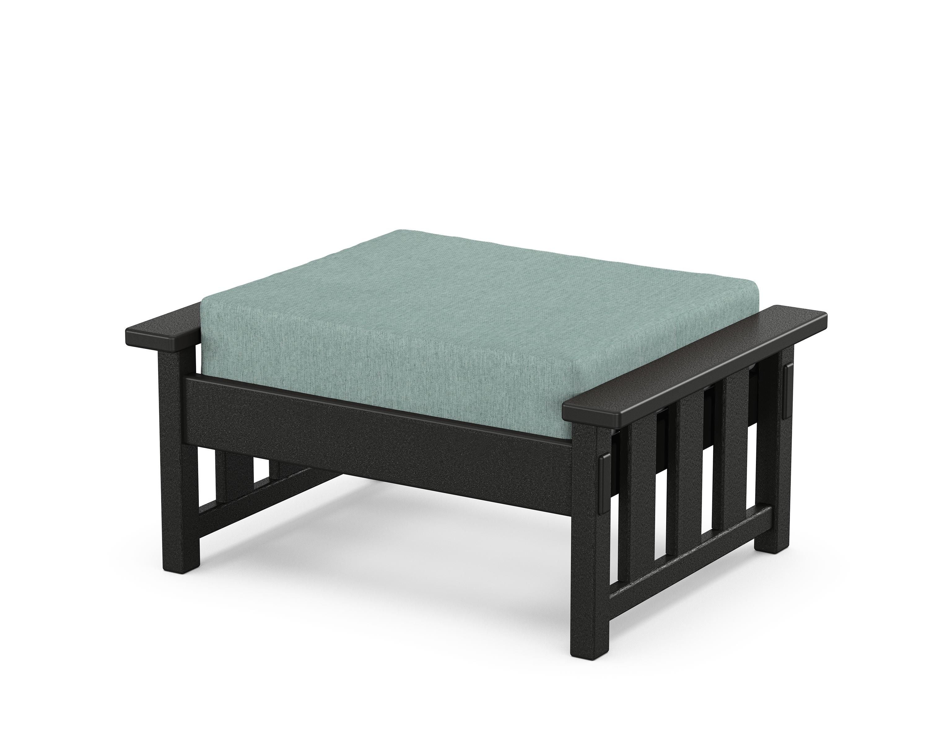 Martha Stewart by POLYWOOD® Acadia Deep Seating Ottoman in Black / Glacier Spa