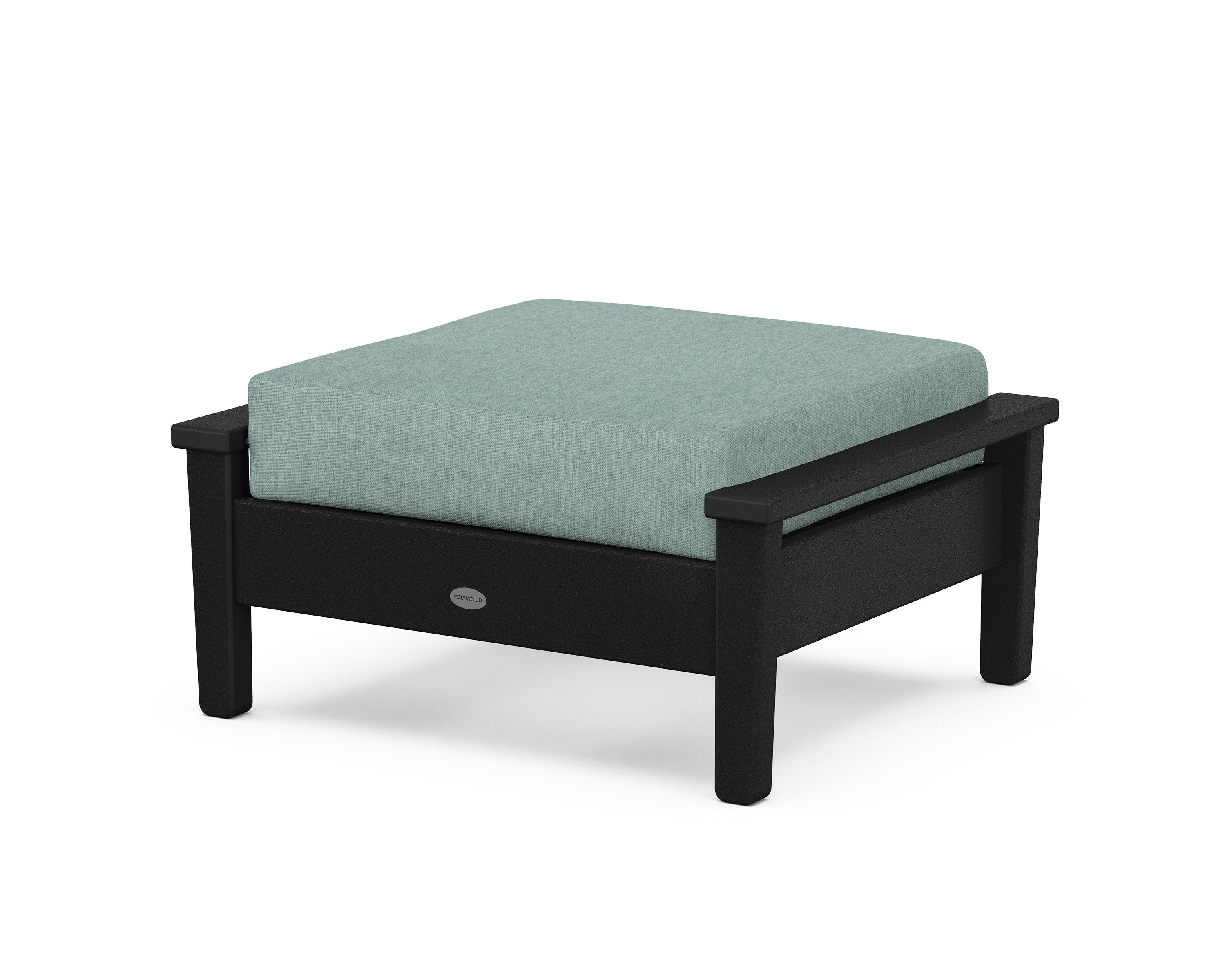 POLYWOOD® Prescott Deep Seating Ottoman in Black / Glacier Spa