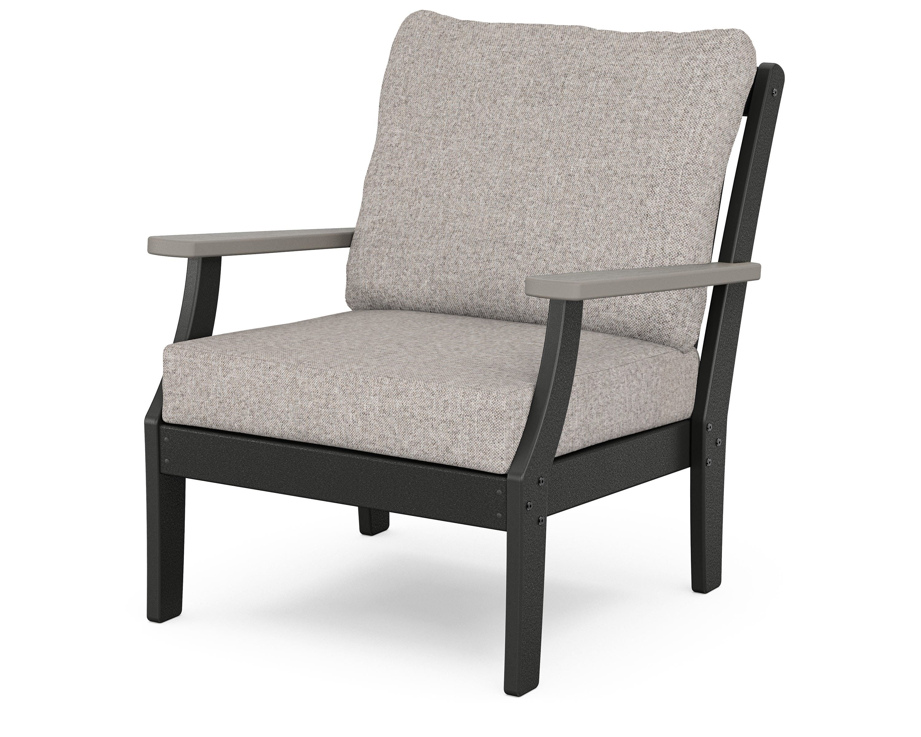 POLYWOOD® Braxton Deep Seating Chair in Black / Driftwood / Weathered Tweed