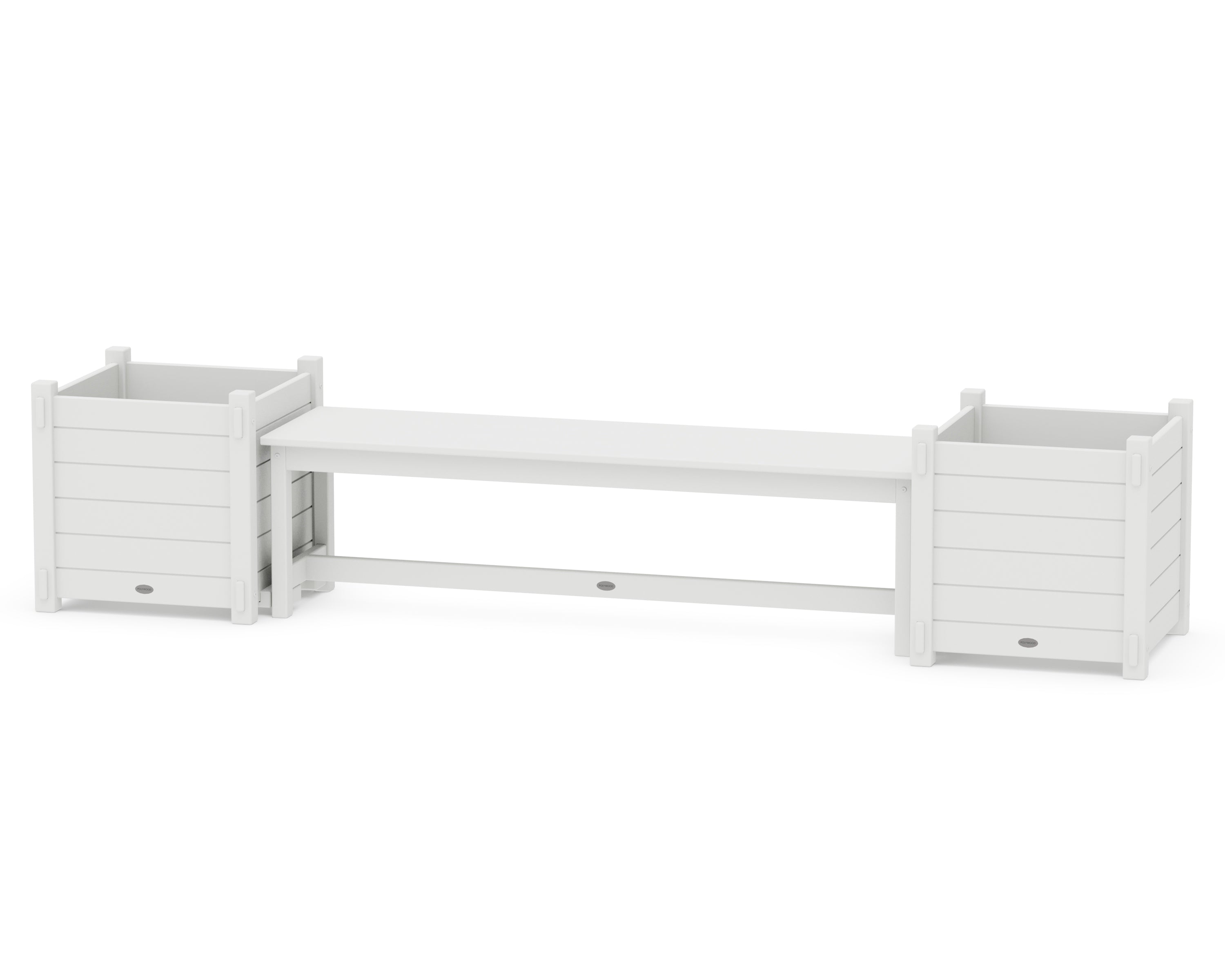 POLYWOOD® 60" Nautical Straight Planter Bench Set - Large in White