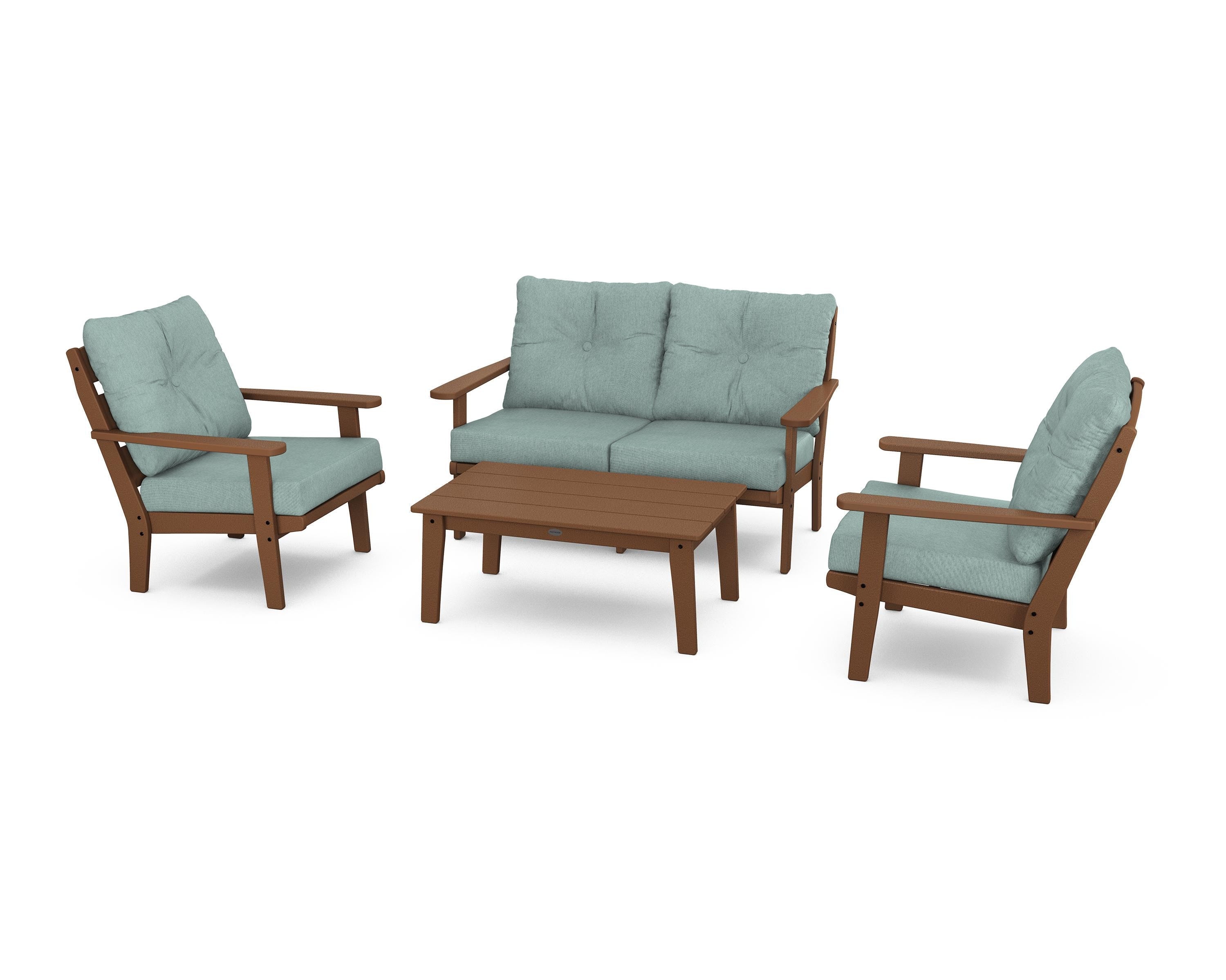 POLYWOOD® Lakeside 4-Piece Deep Seating Set in Teak / Glacier Spa