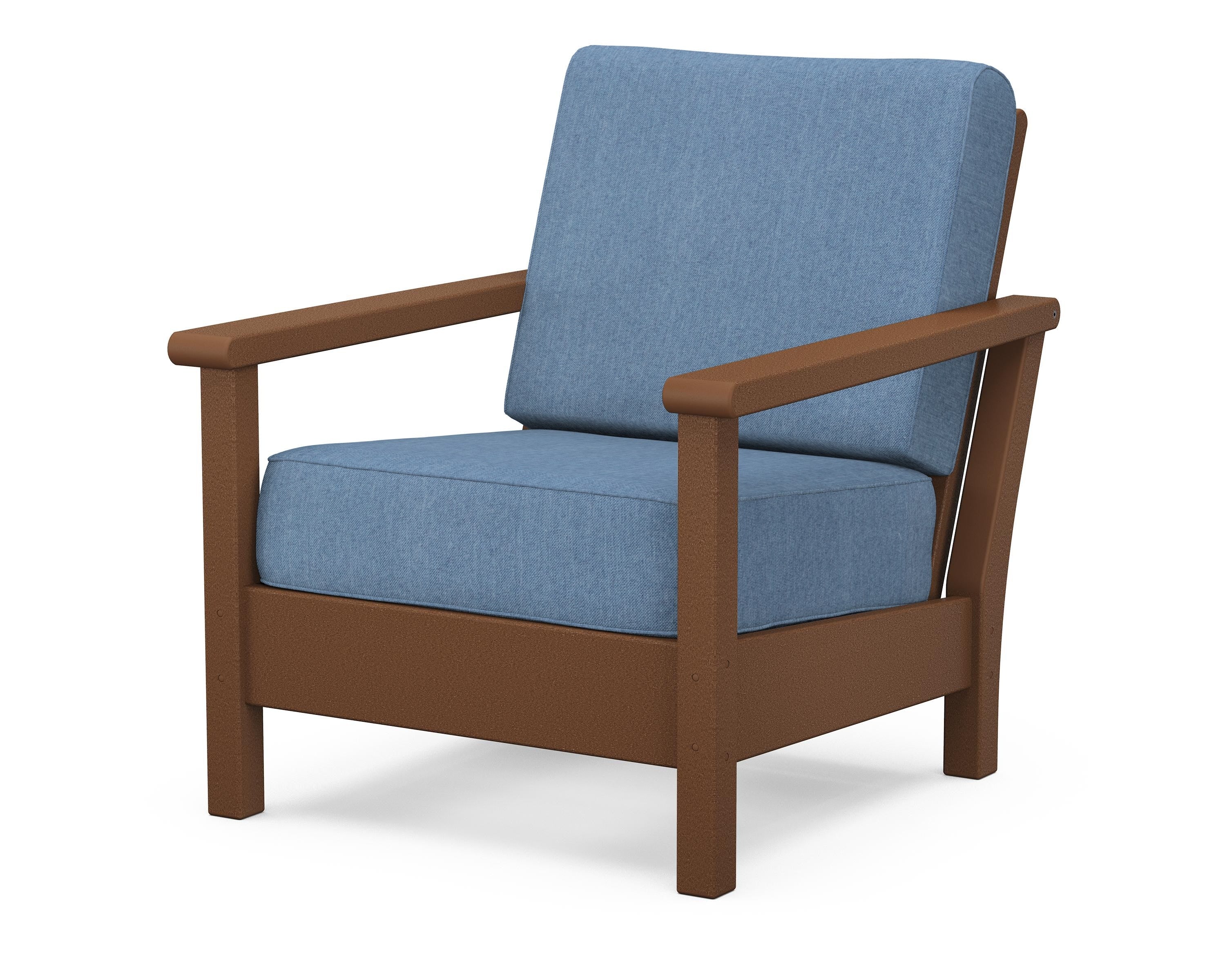 POLYWOOD® Harbour Deep Seating Chair in Teak / Sky Blue