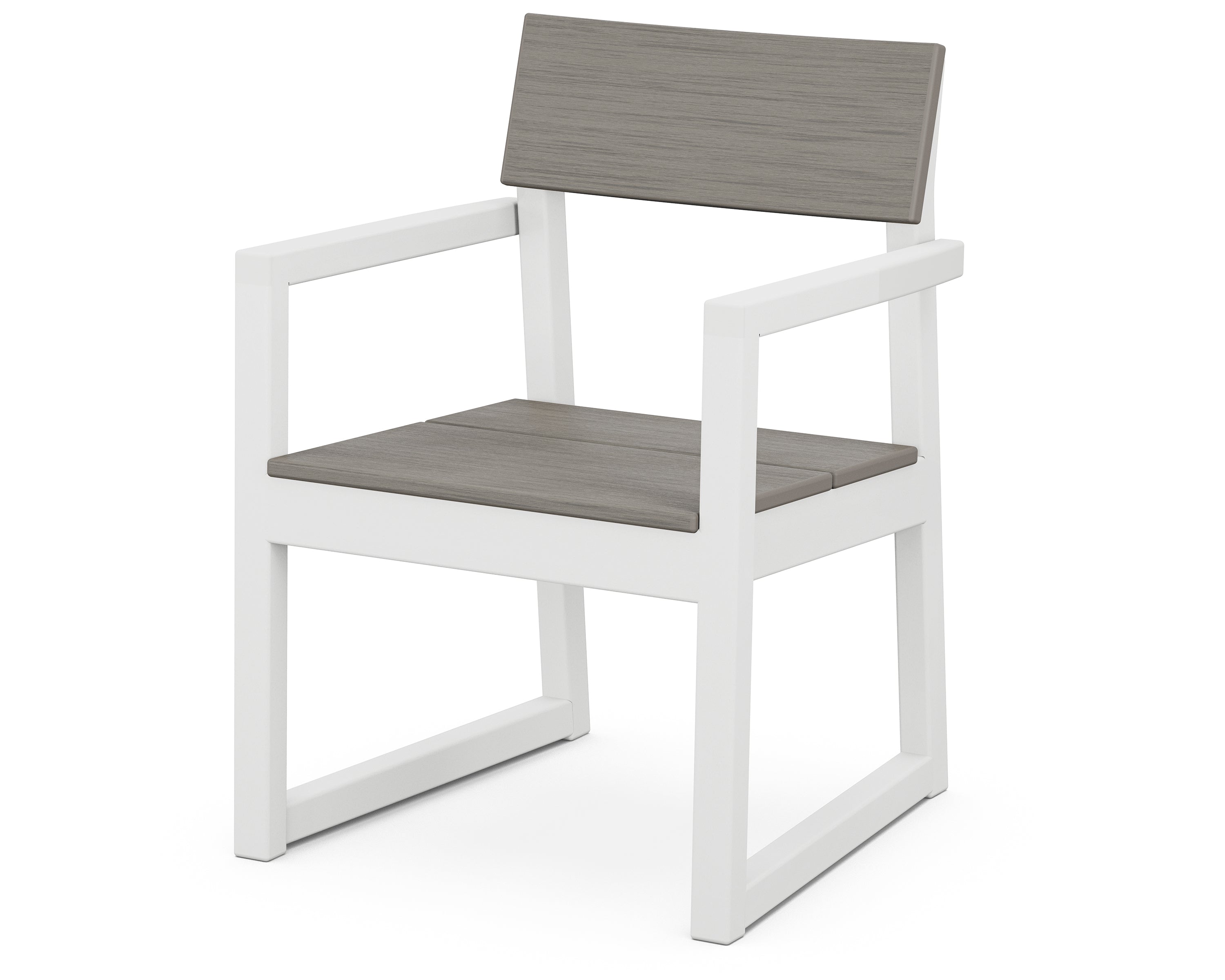 POLYWOOD® EDGE Dining Arm Chair in White / Driftwood