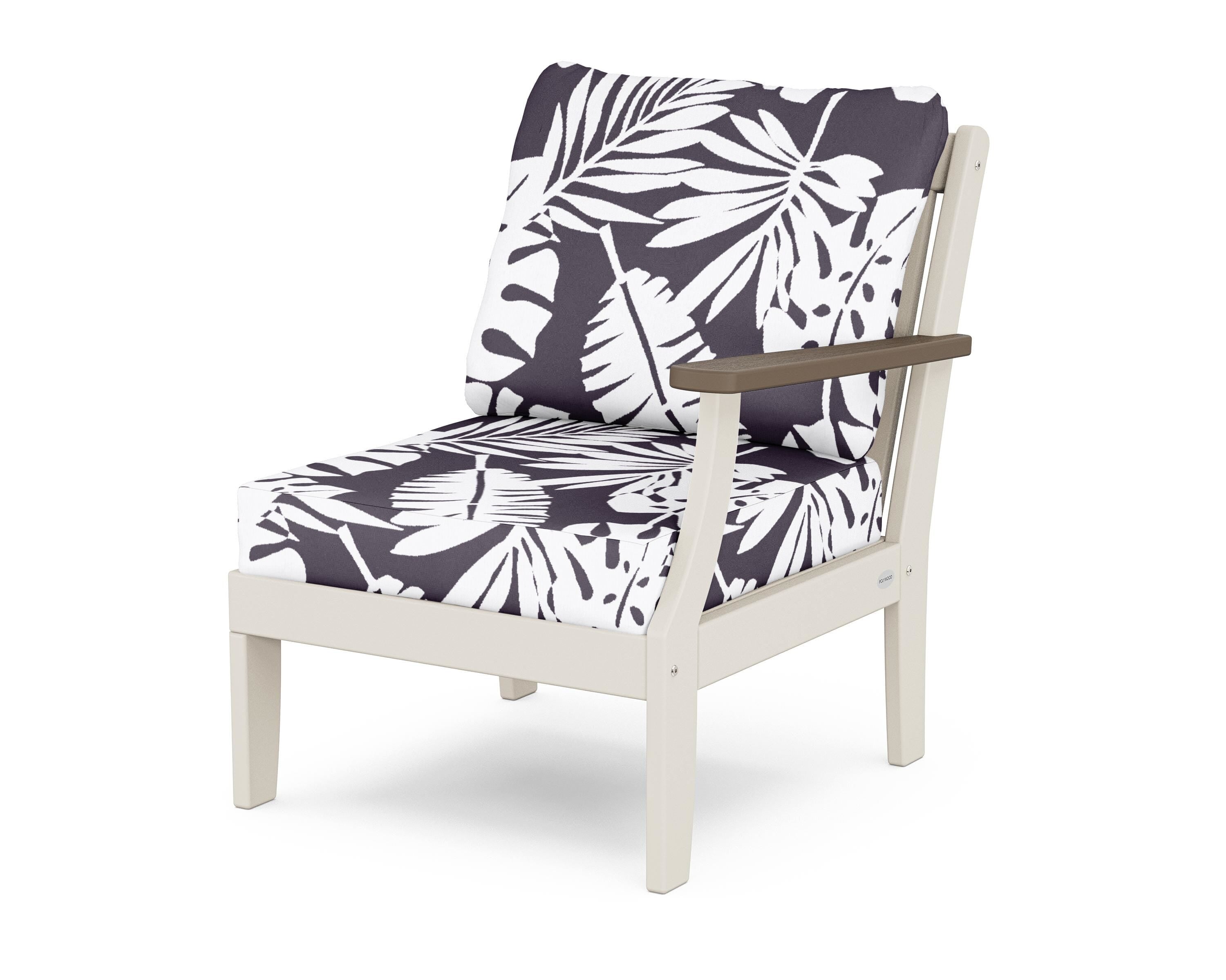POLYWOOD® Braxton Modular Right Arm Chair in Sand / Kona / Leaf Navy