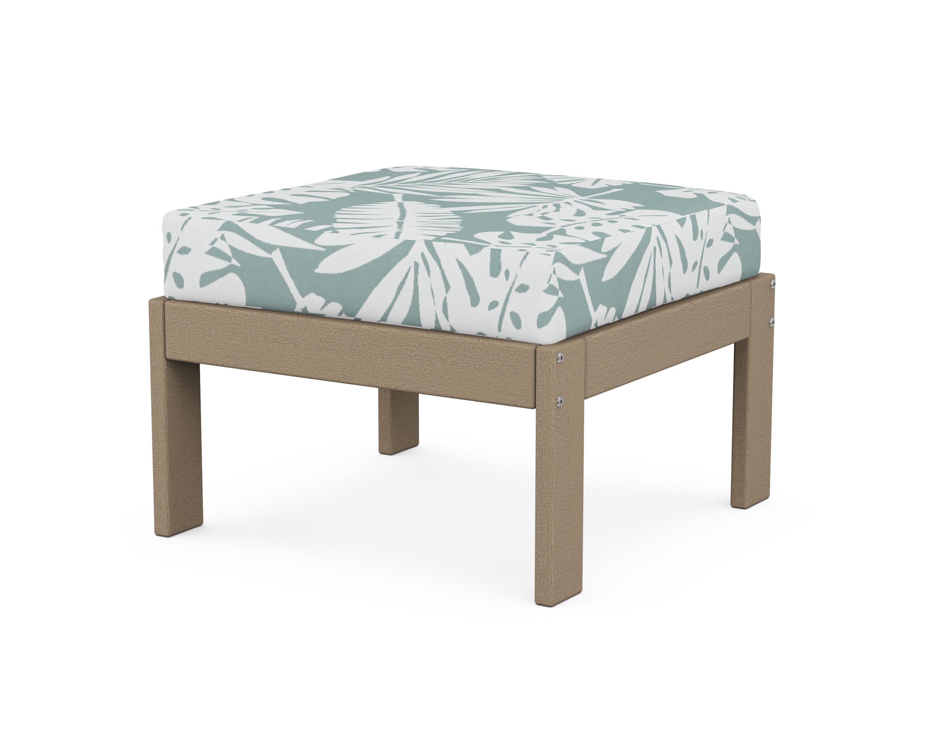 POLYWOOD® Vineyard Modular Ottoman in Vintage Sahara / Leaf Glacier Spa