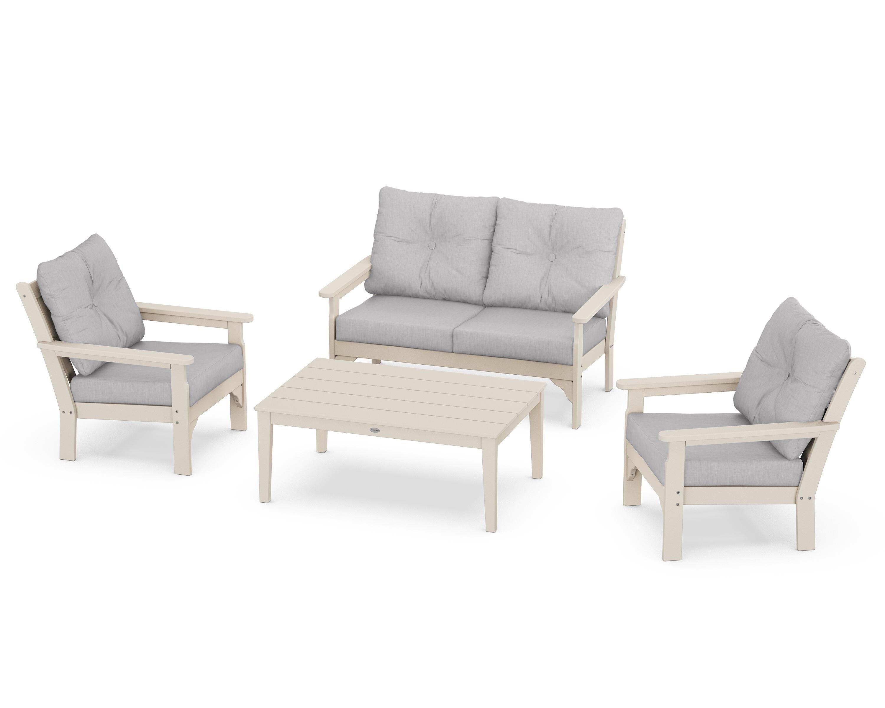 POLYWOOD® Vineyard 4-Piece Deep Seating Set in Sand / Granite