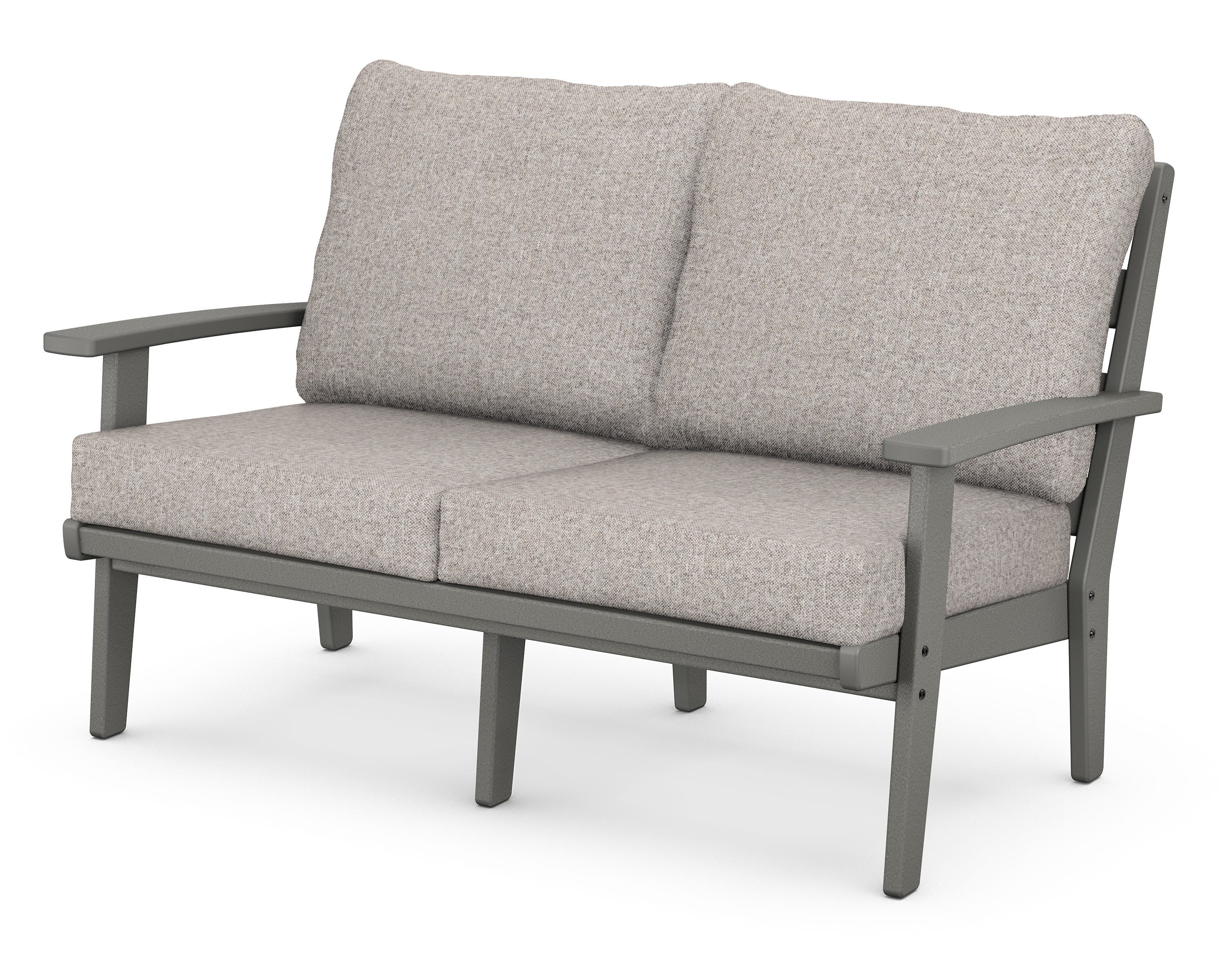 POLYWOOD® Grant Park Deep Seating Loveseat in Slate Grey / Weathered Tweed