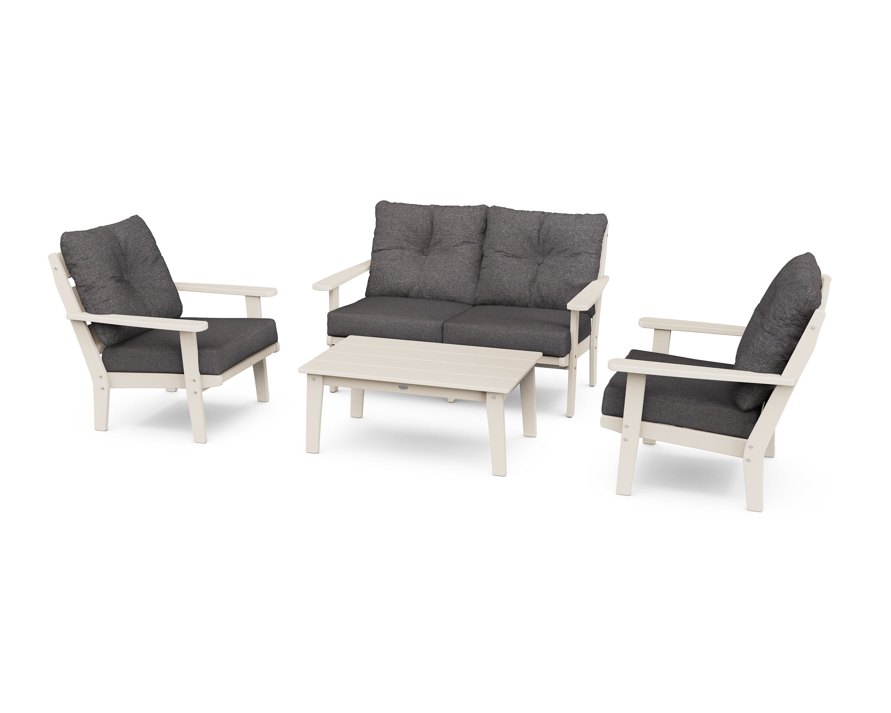 POLYWOOD® Lakeside 4-Piece Deep Seating Set in Sand / Ash Charcoal