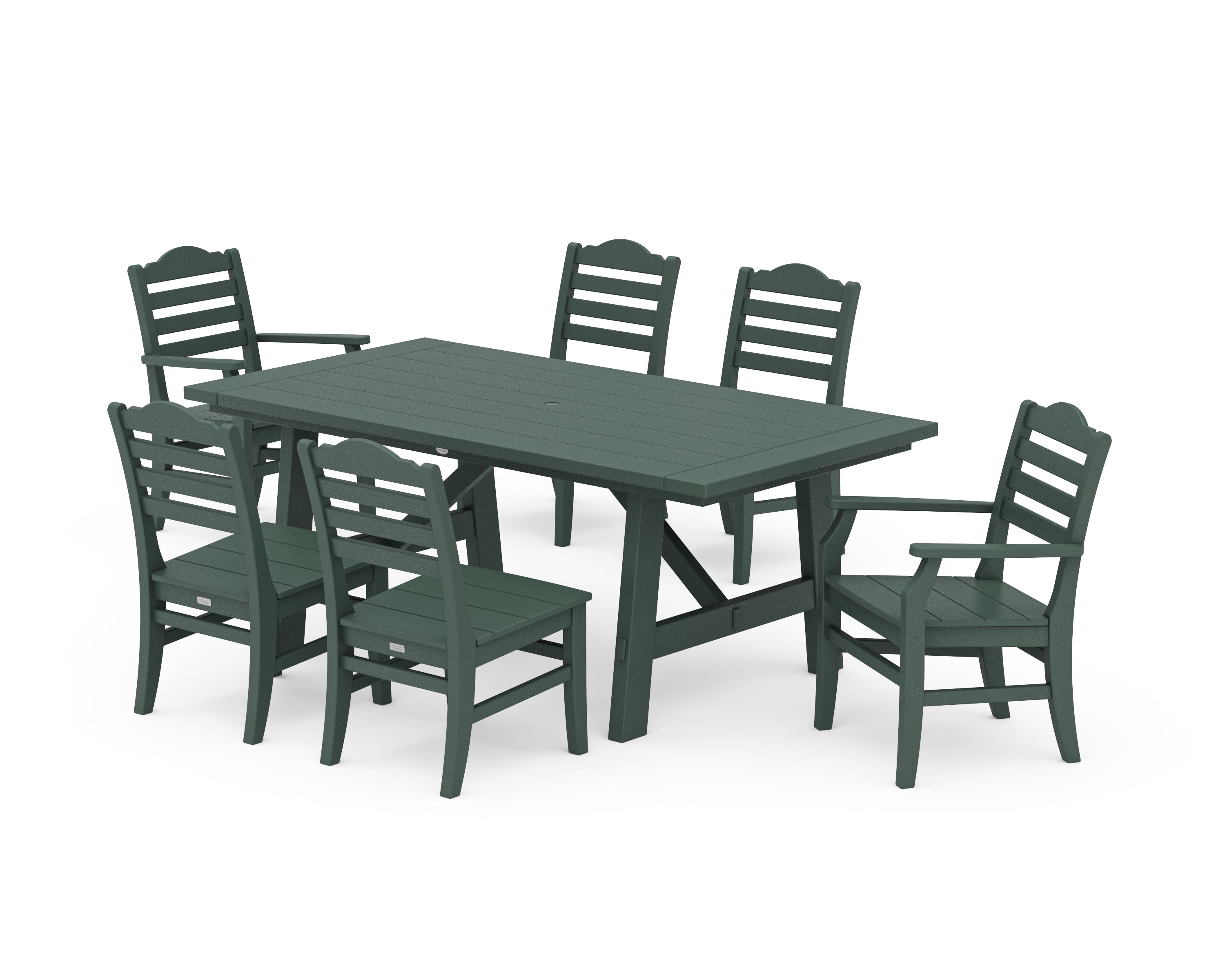 POLYWOOD® Savannah 7-Piece Rustic Farmhouse Dining Set in Green