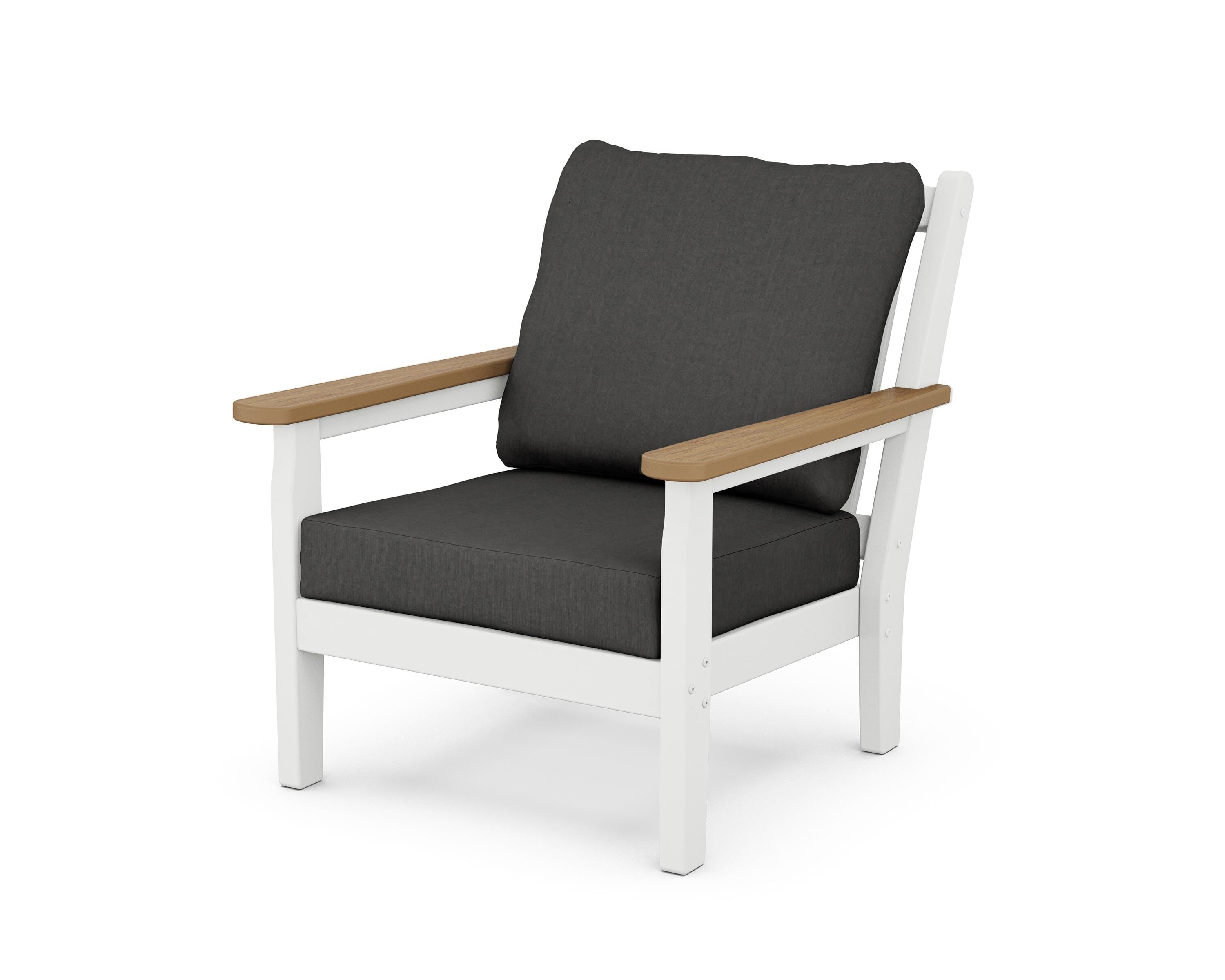 POLYWOOD® Chippendale Deep Seating Chair in White / Natural / Spectrum Carbon