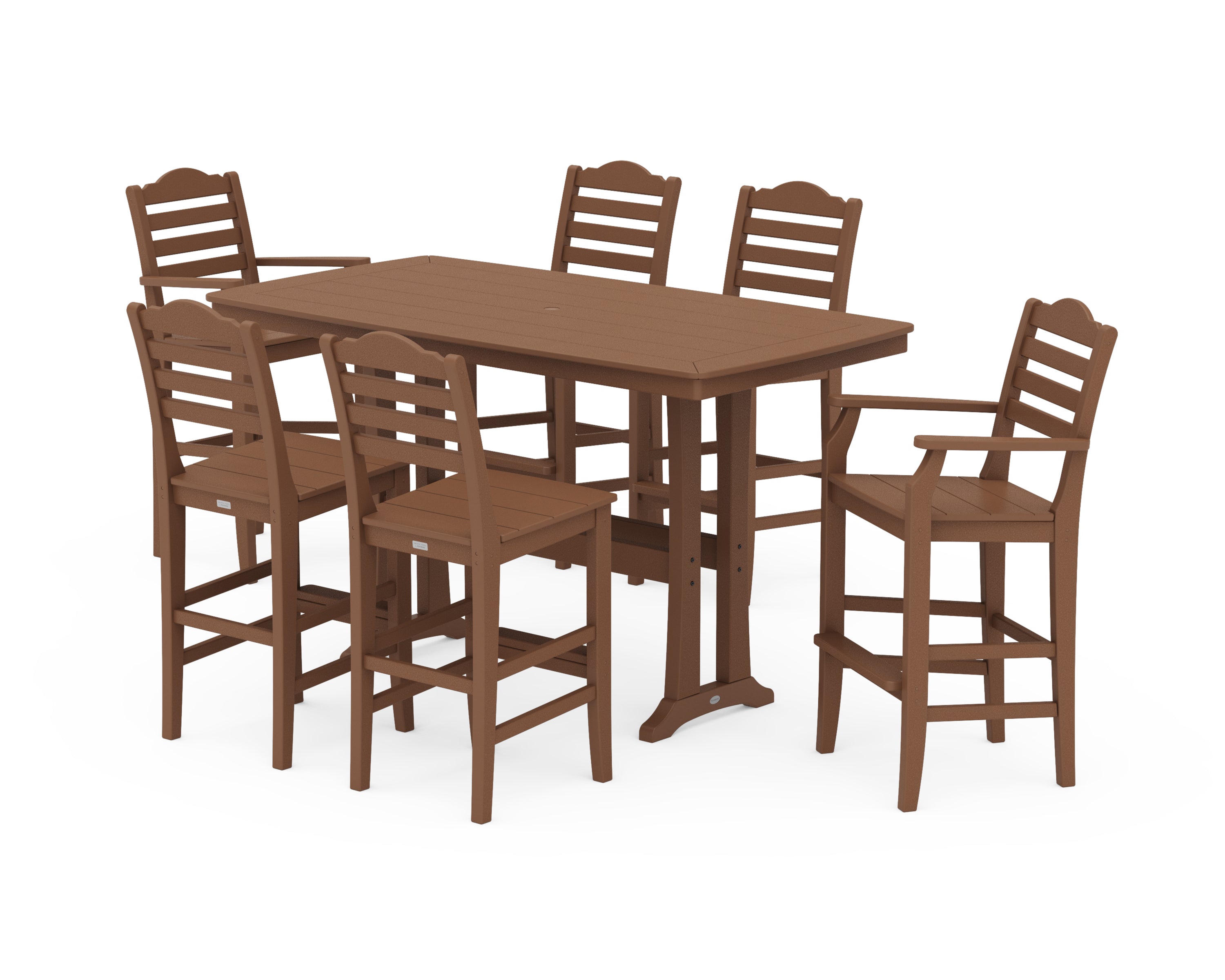 Draper James™ by POLYWOOD® Savannah 7-Piece Bar Set with Trestle Legs in Teak
