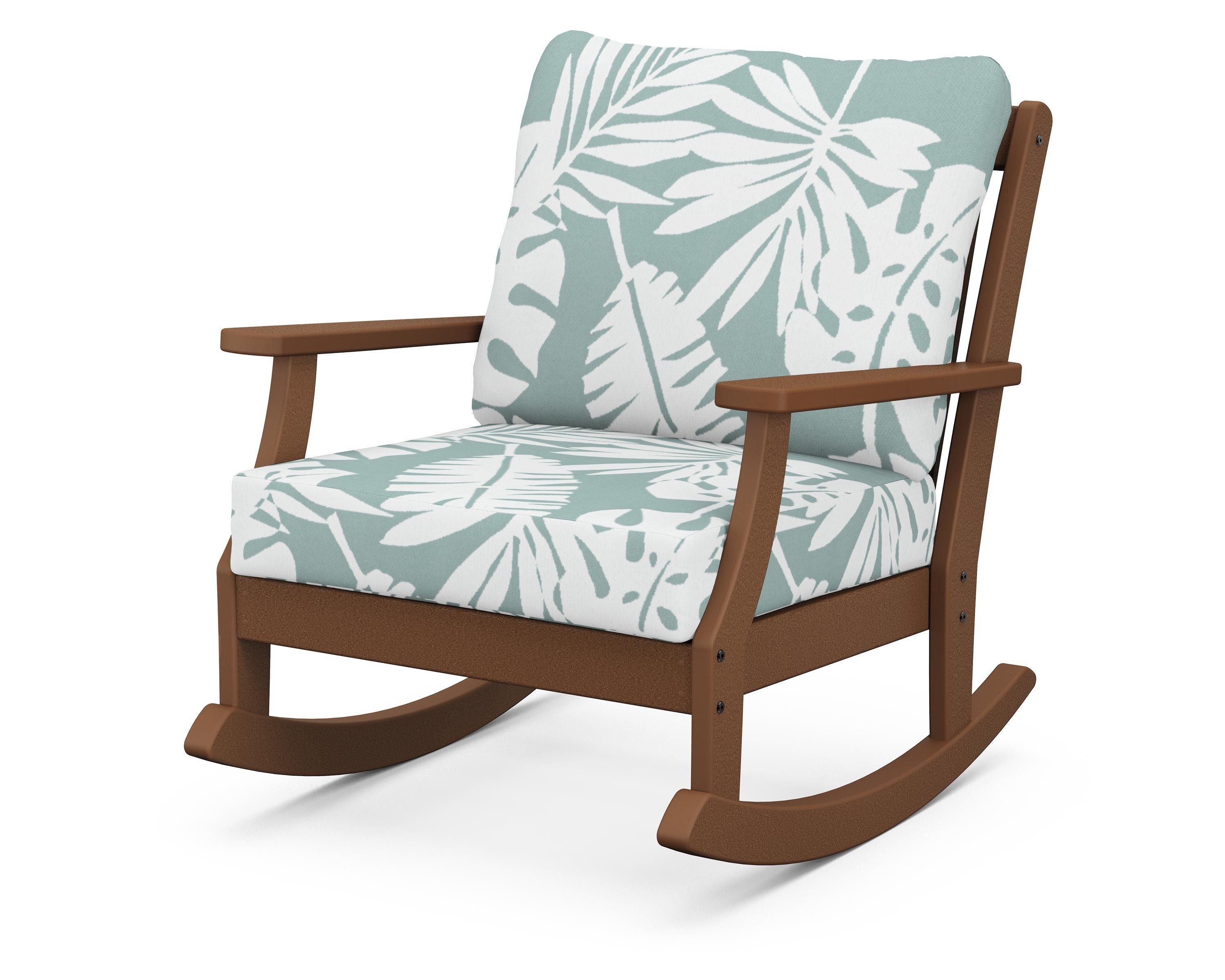 POLYWOOD® Braxton Deep Seating Rocking Chair in Teak / Leaf Glacier Spa