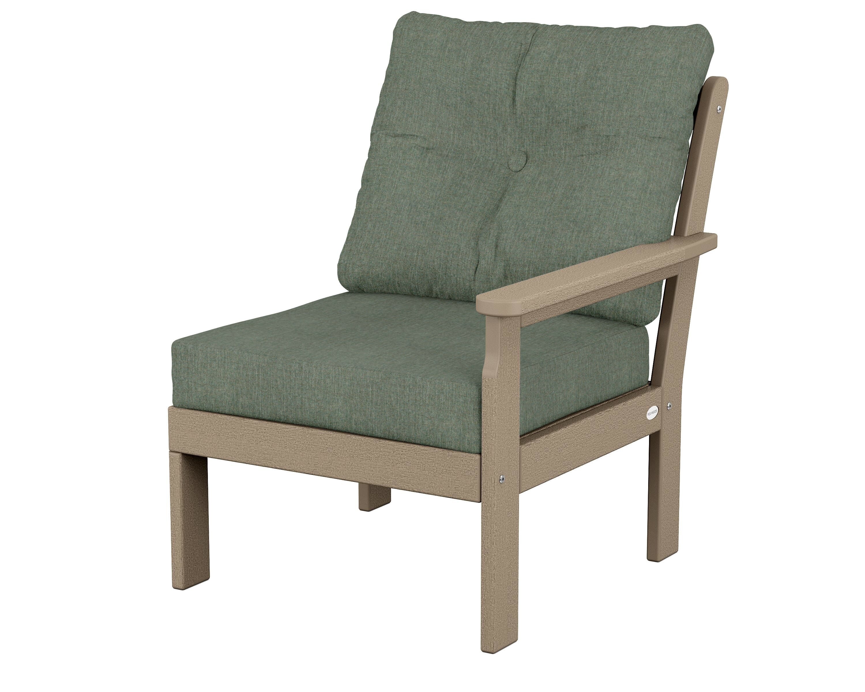 POLYWOOD® Vineyard Modular Right Arm Chair in Vintage Sahara / Cast Sage