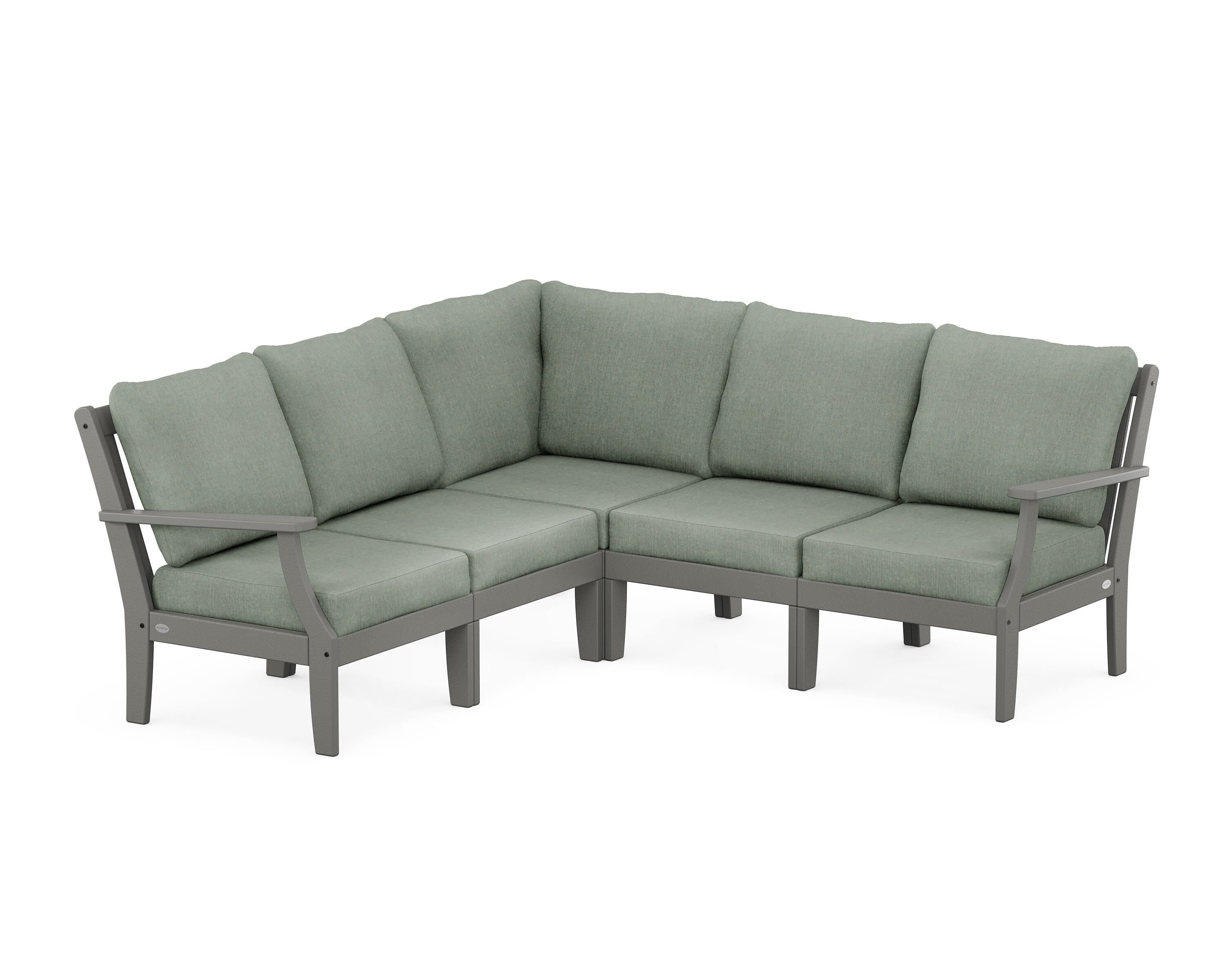 POLYWOOD® Braxton Modular 5-Piece Deep Seating Set in Slate Grey / Cast Sage
