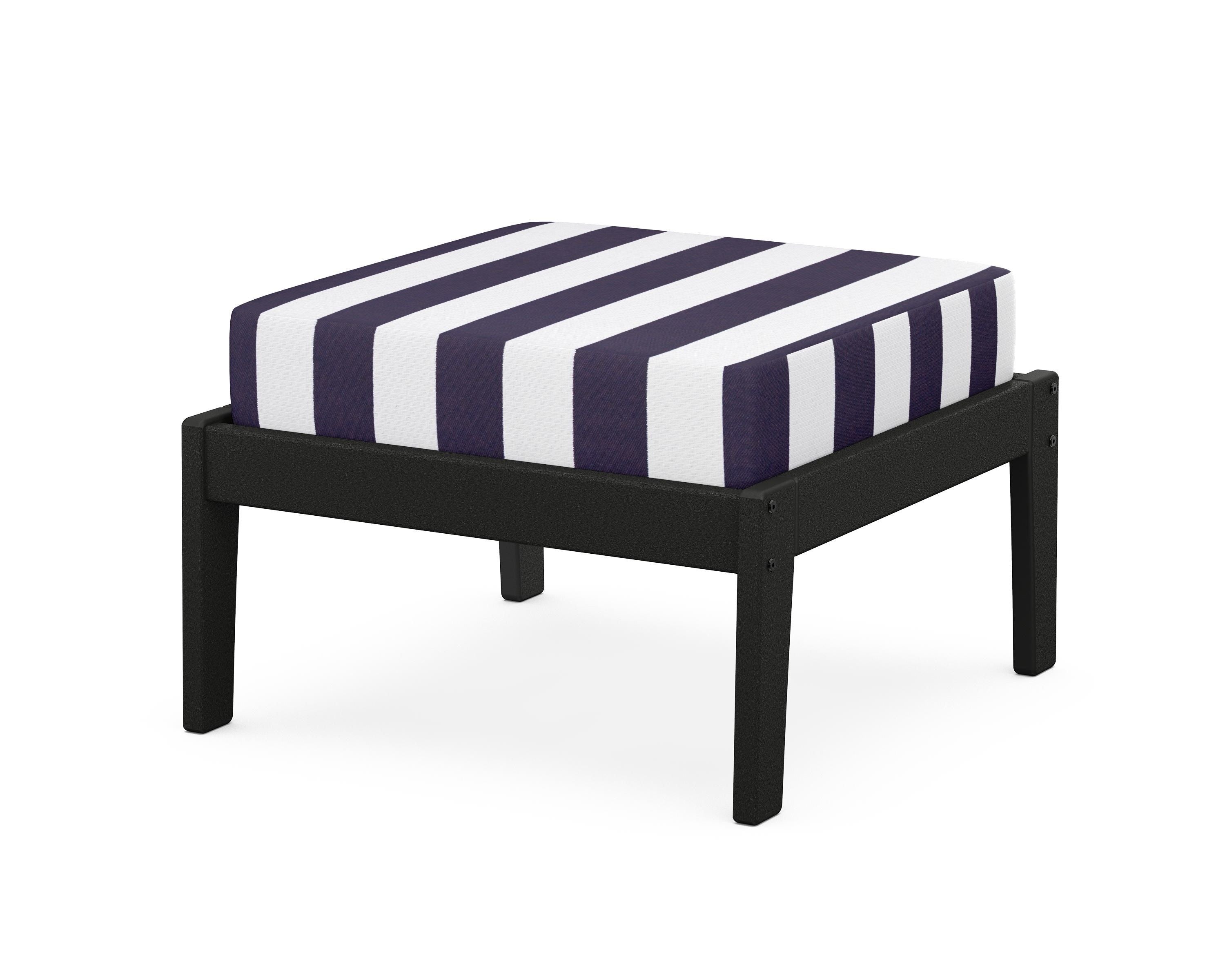 Unbranded Deep Seating Ottoman in Black / Cabana Stripe Navy