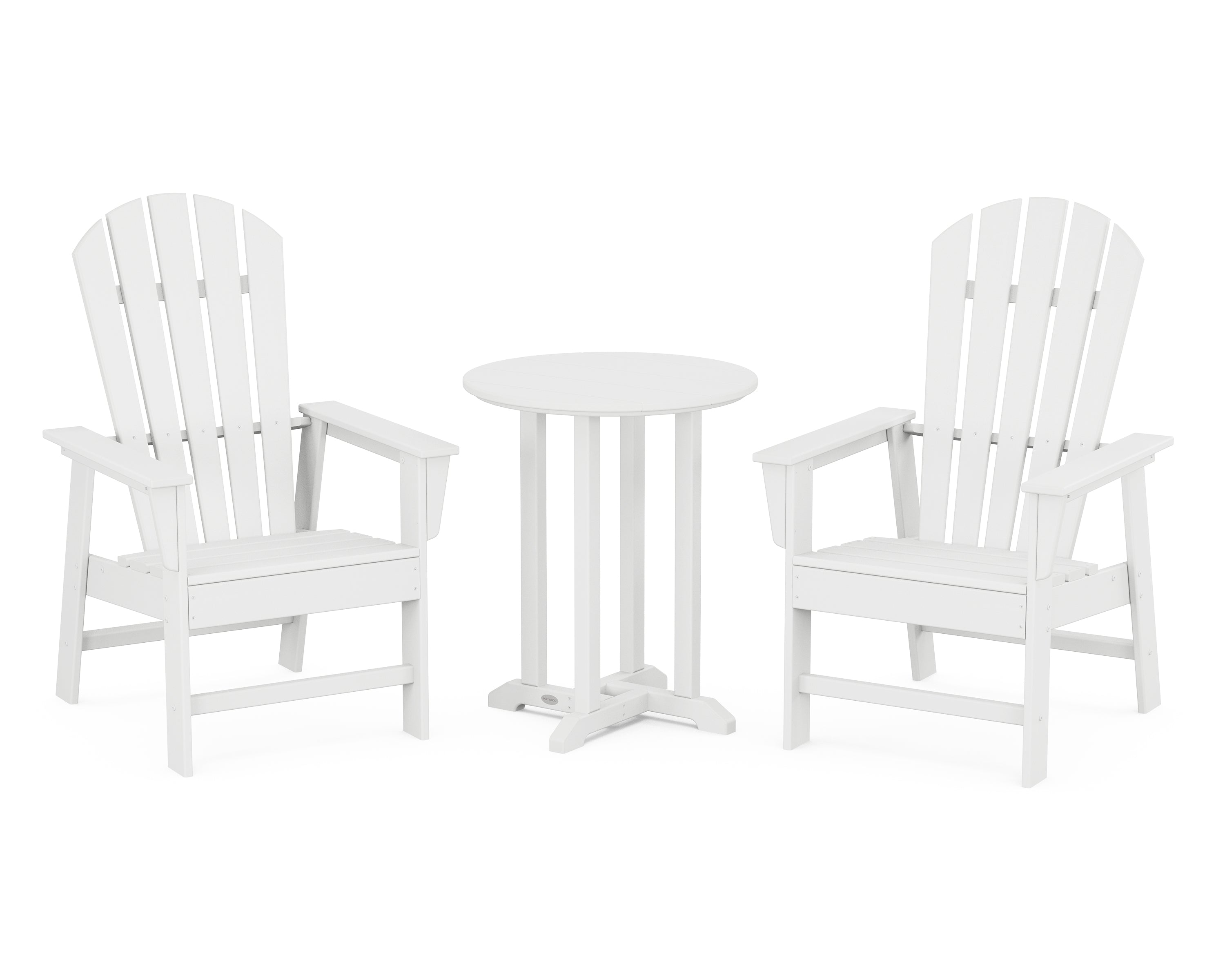 POLYWOOD® South Beach 3-Piece Round Farmhouse Bistro Dining Set in White
