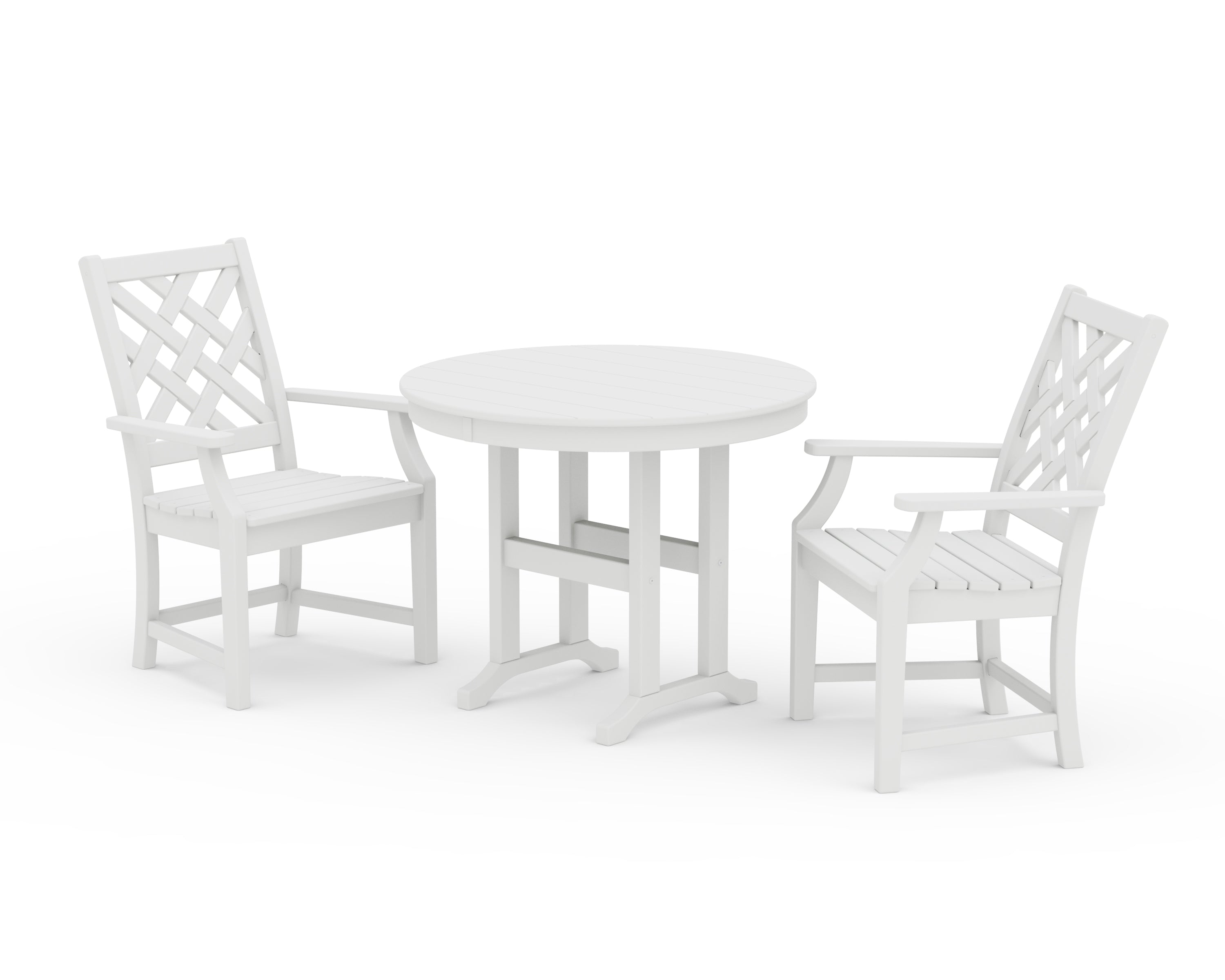 POLYWOOD® Wovendale 3-Piece Farmhouse Dining Set in White