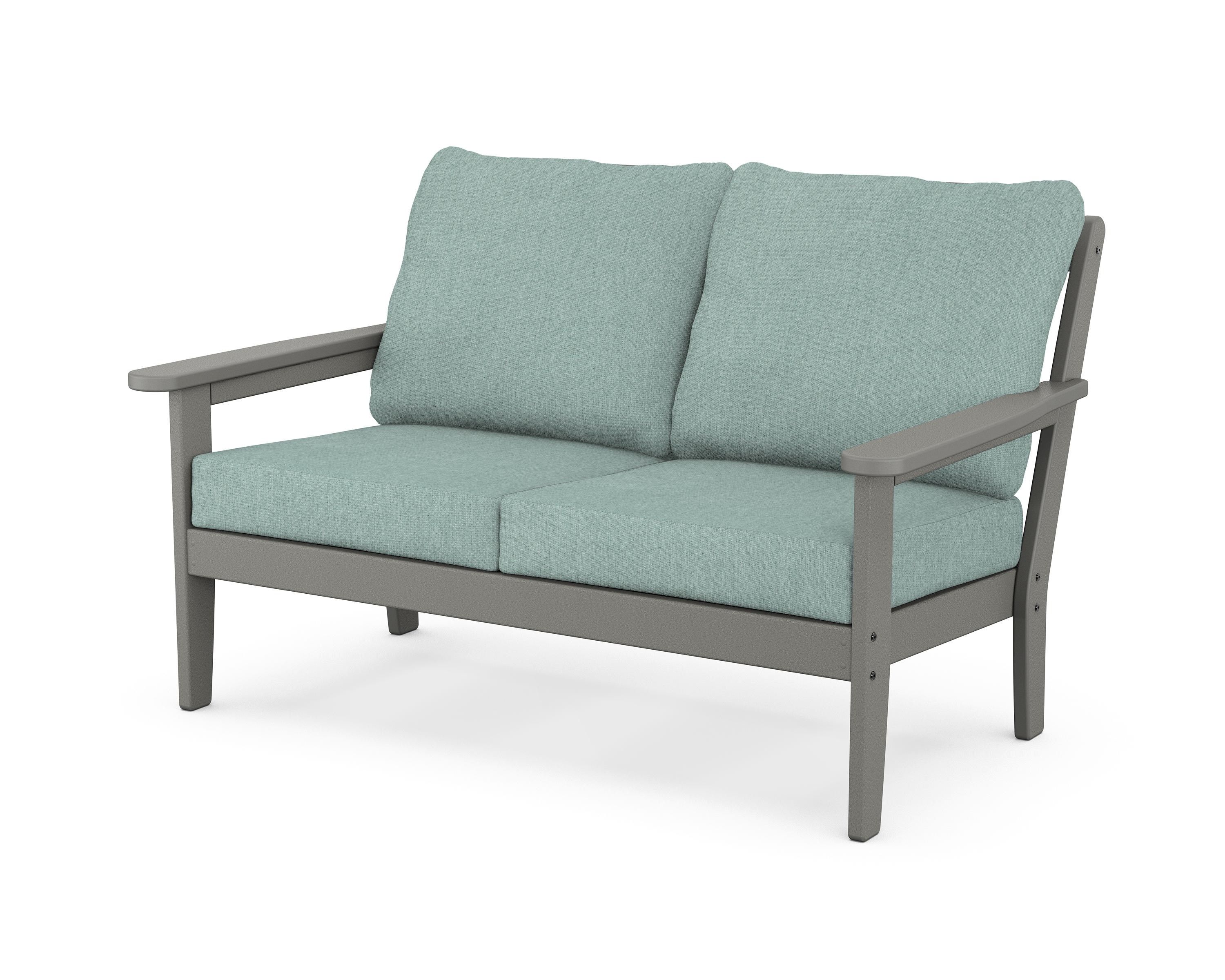 Country Living Cottage Deep Seating Loveseat in Slate Grey / Glacier Spa
