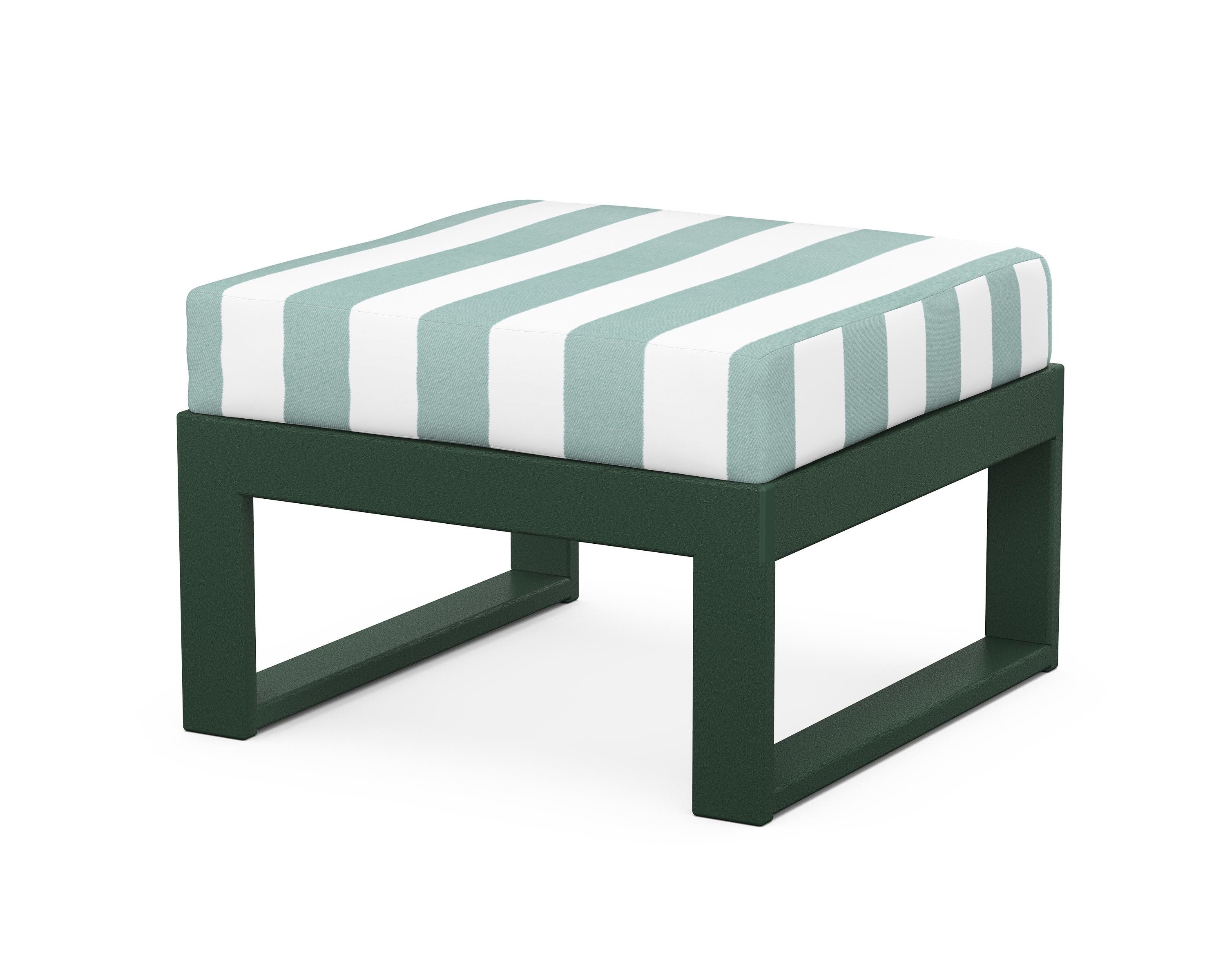 Unbranded Modular Ottoman - Modern in Green / Cabana Stripe Glacier Spa